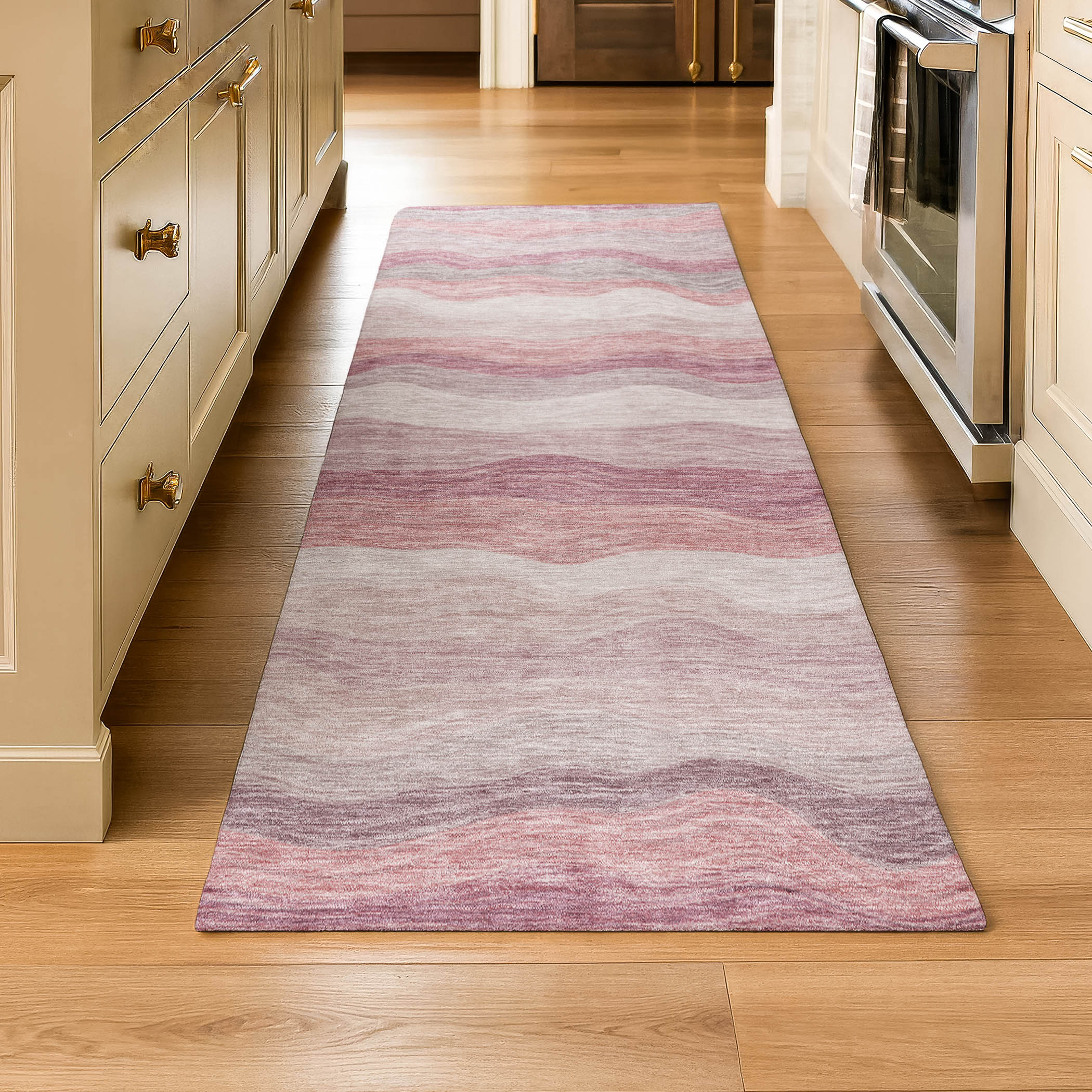Sintra Machine Washable Transitional Salmon Orange Rug 2'3" x 7'6" #shape_Runner