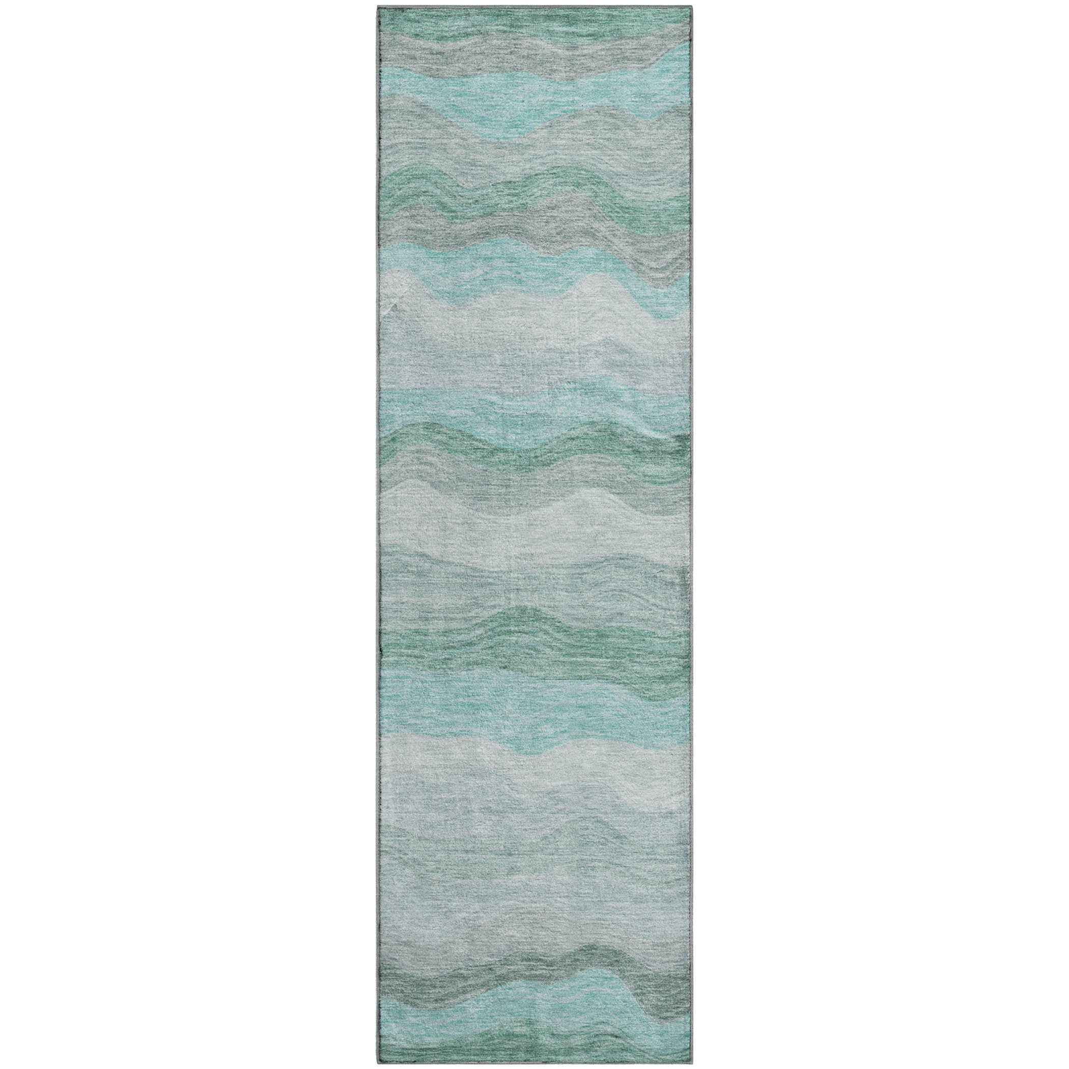 Sintra Machine Washable Transitional Teal Rug 2'3" x 7'6" #shape_Runner