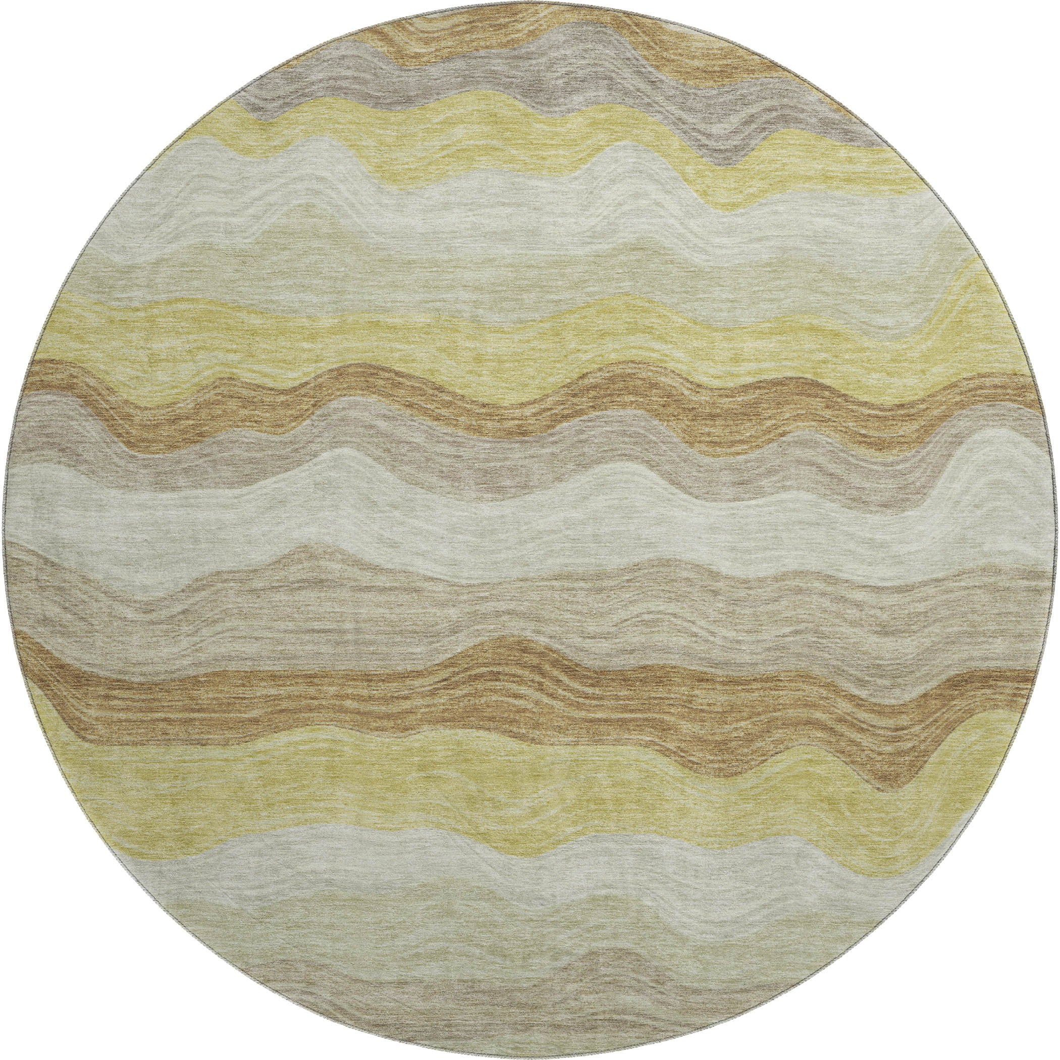 Sintra Machine Washable Transitional Wheat Gold Rug 8' x 8' #shape_Round