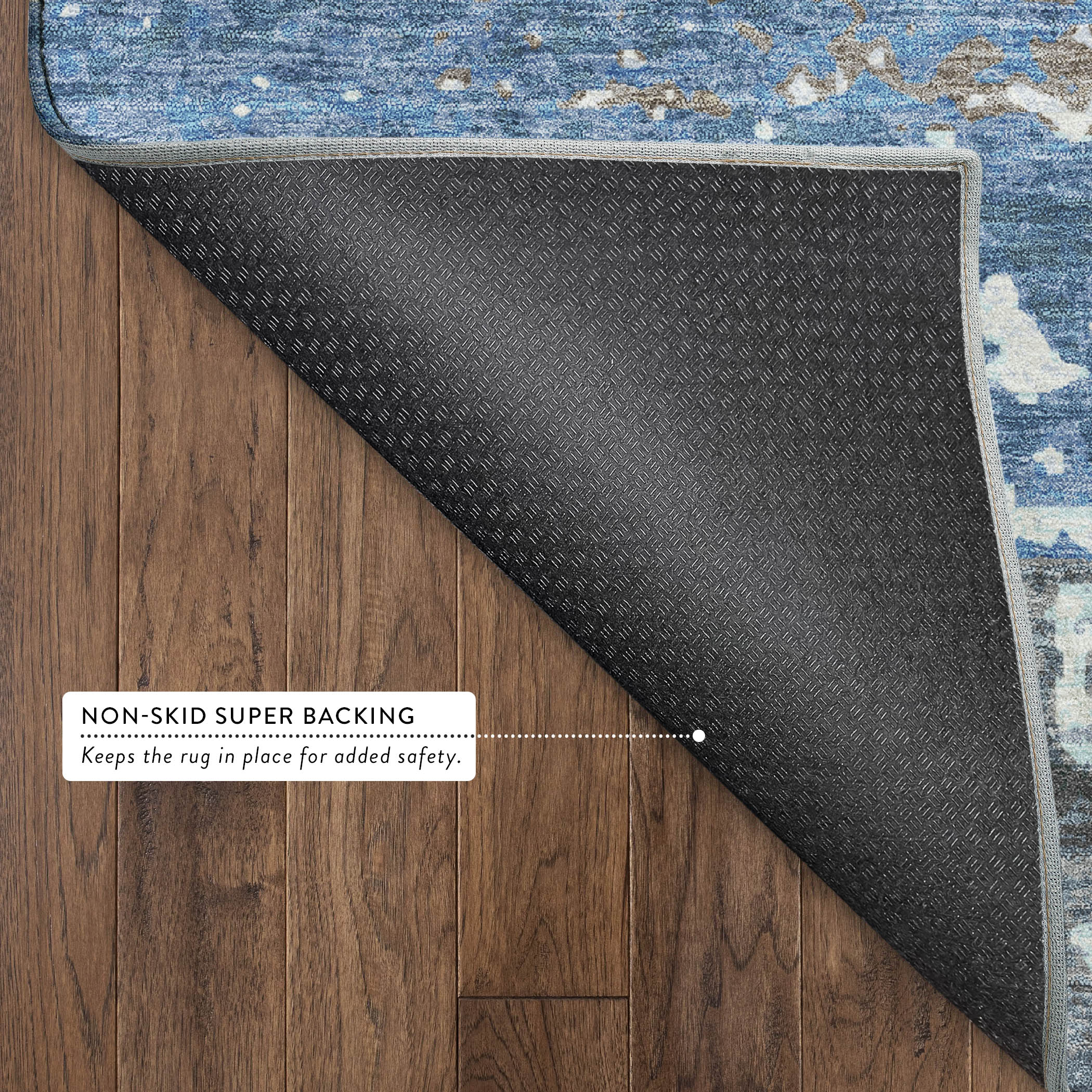 Oaxaca Machine Washable Transitional Blue Rug 1'8" x 2'6" #shape_Rectangle