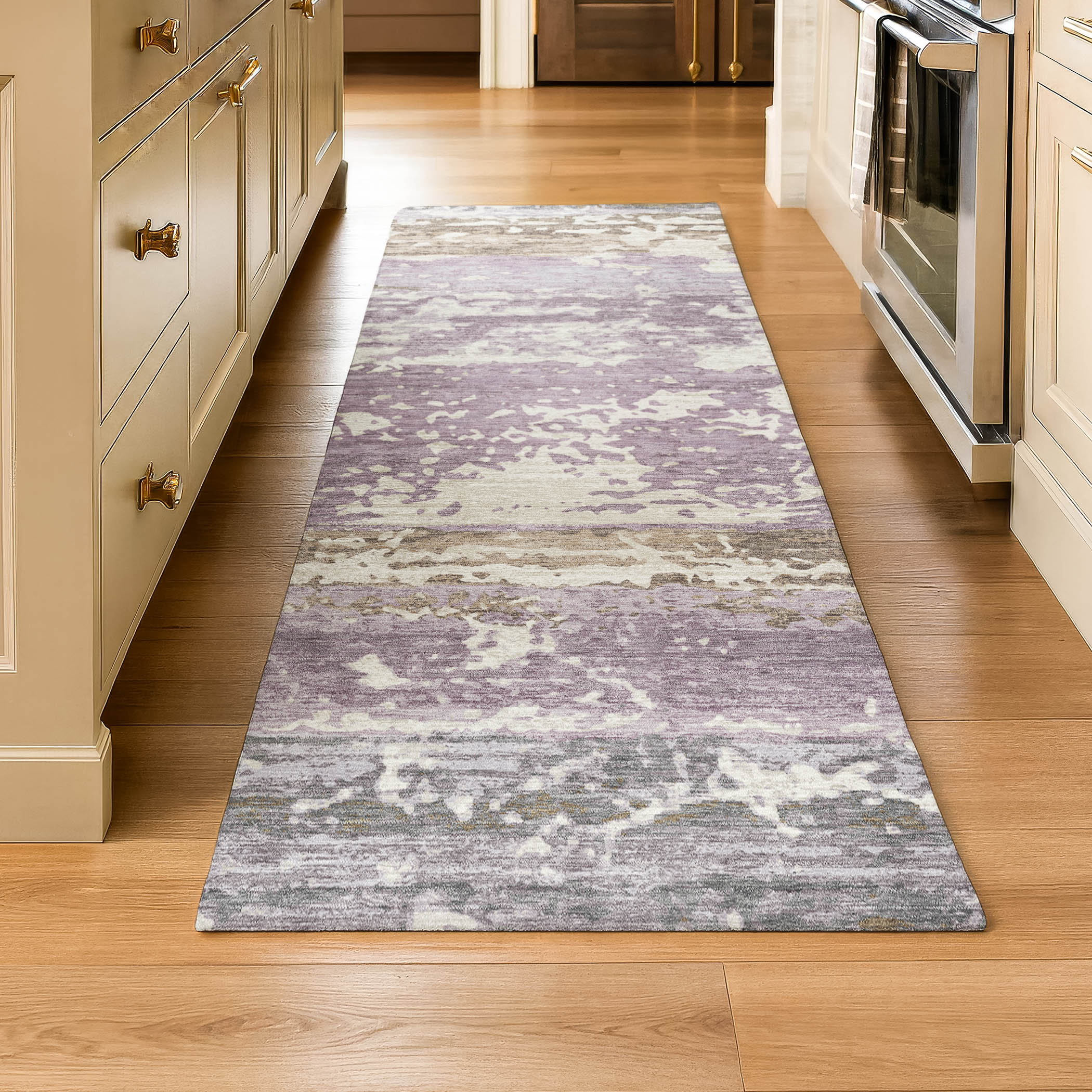 Oaxaca Machine Washable Transitional Lavender Purple Rug 2'3" x 7'6" #shape_Runner