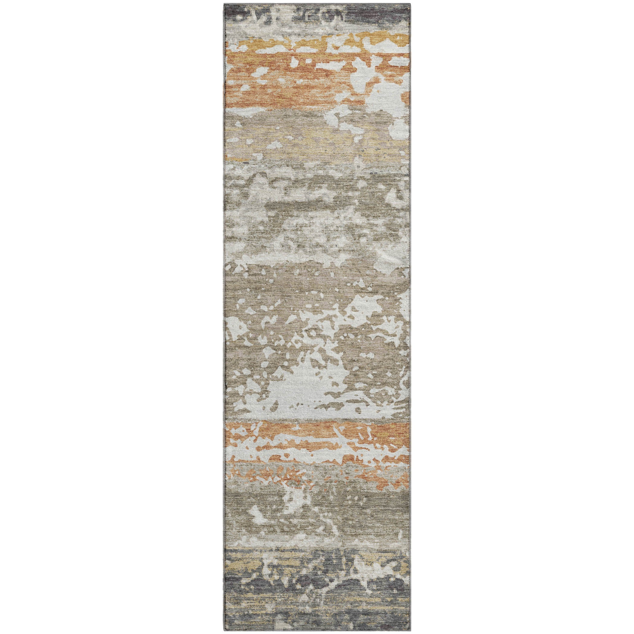 Oaxaca Machine Washable Transitional Taupe Brown Rug 2'3" x 7'6" #shape_Runner