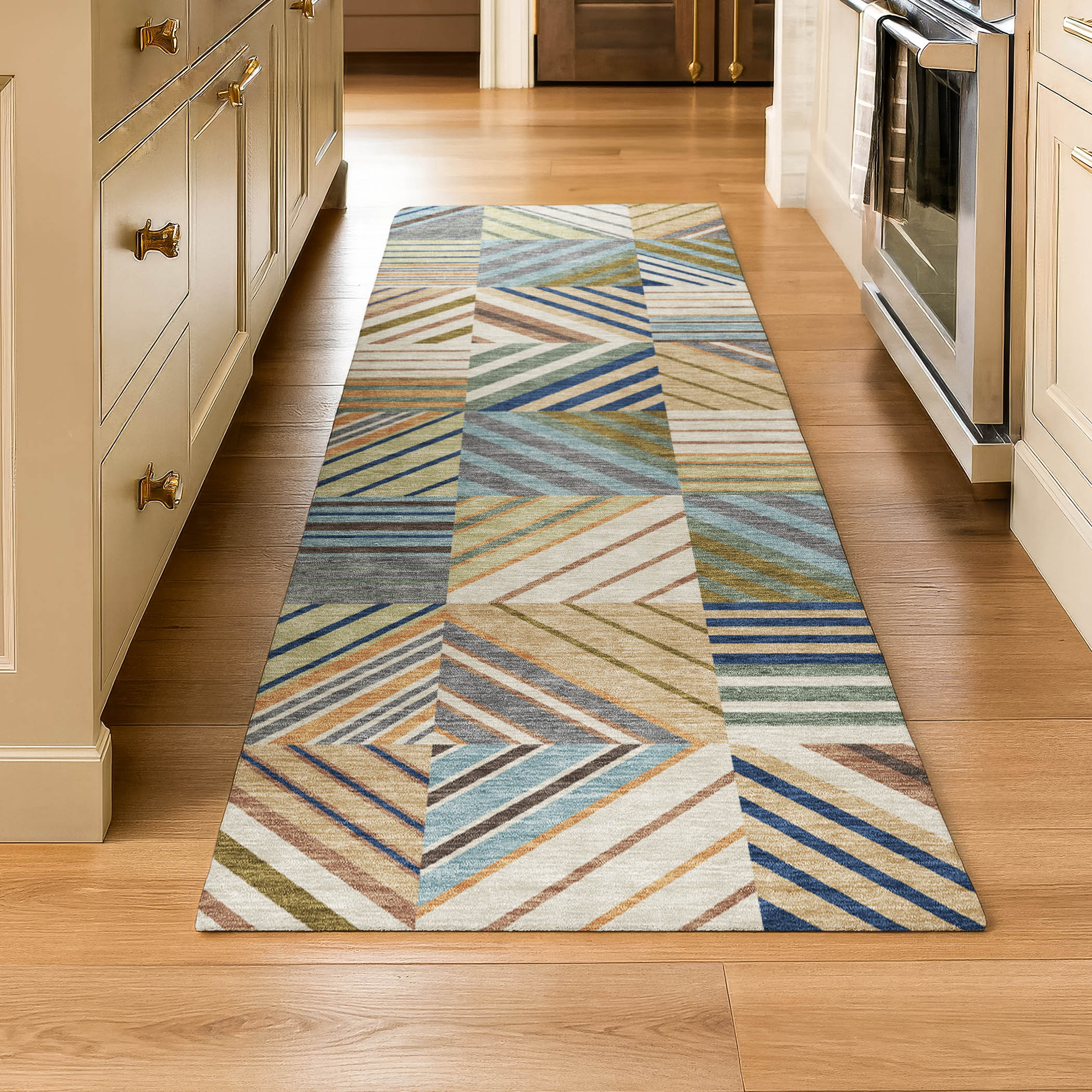 Reykjavik Machine Washable Transitional Beige Brown Rug 2'3" x 7'6" #shape_Runner
