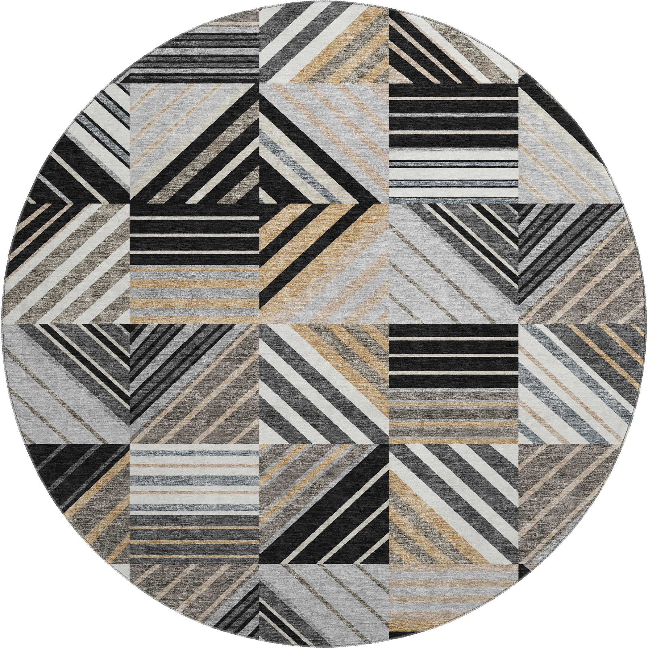 Reykjavik Machine Washable Transitional Black Rug 8' x 8' #shape_Round