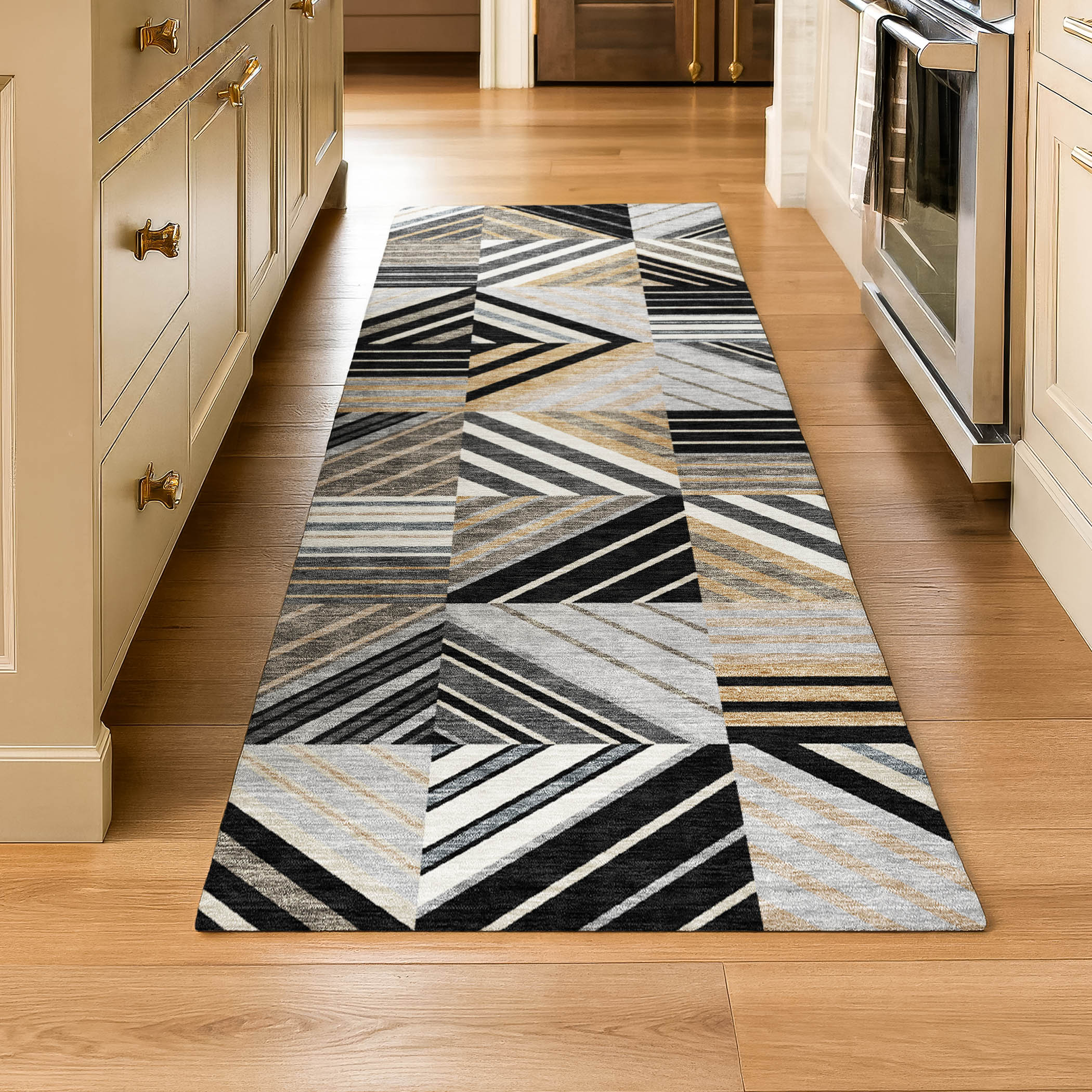 Reykjavik Machine Washable Transitional Black Rug 2'3" x 7'6" #shape_Runner