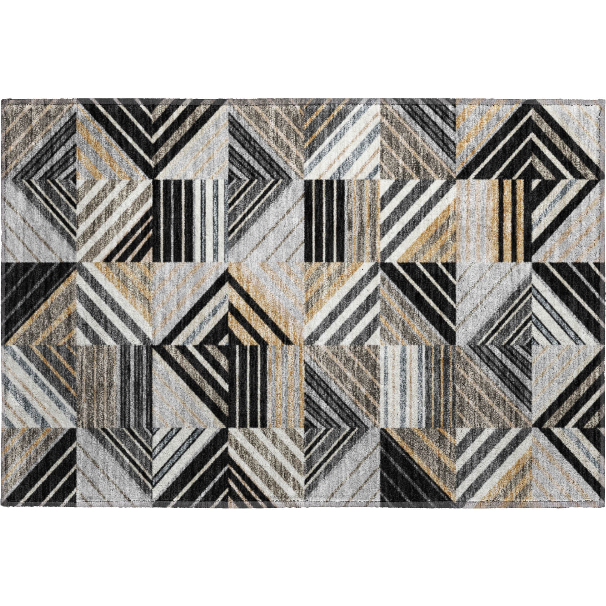 Reykjavik Machine Washable Transitional Black Rug 1'8" x 2'6" #shape_Rectangle