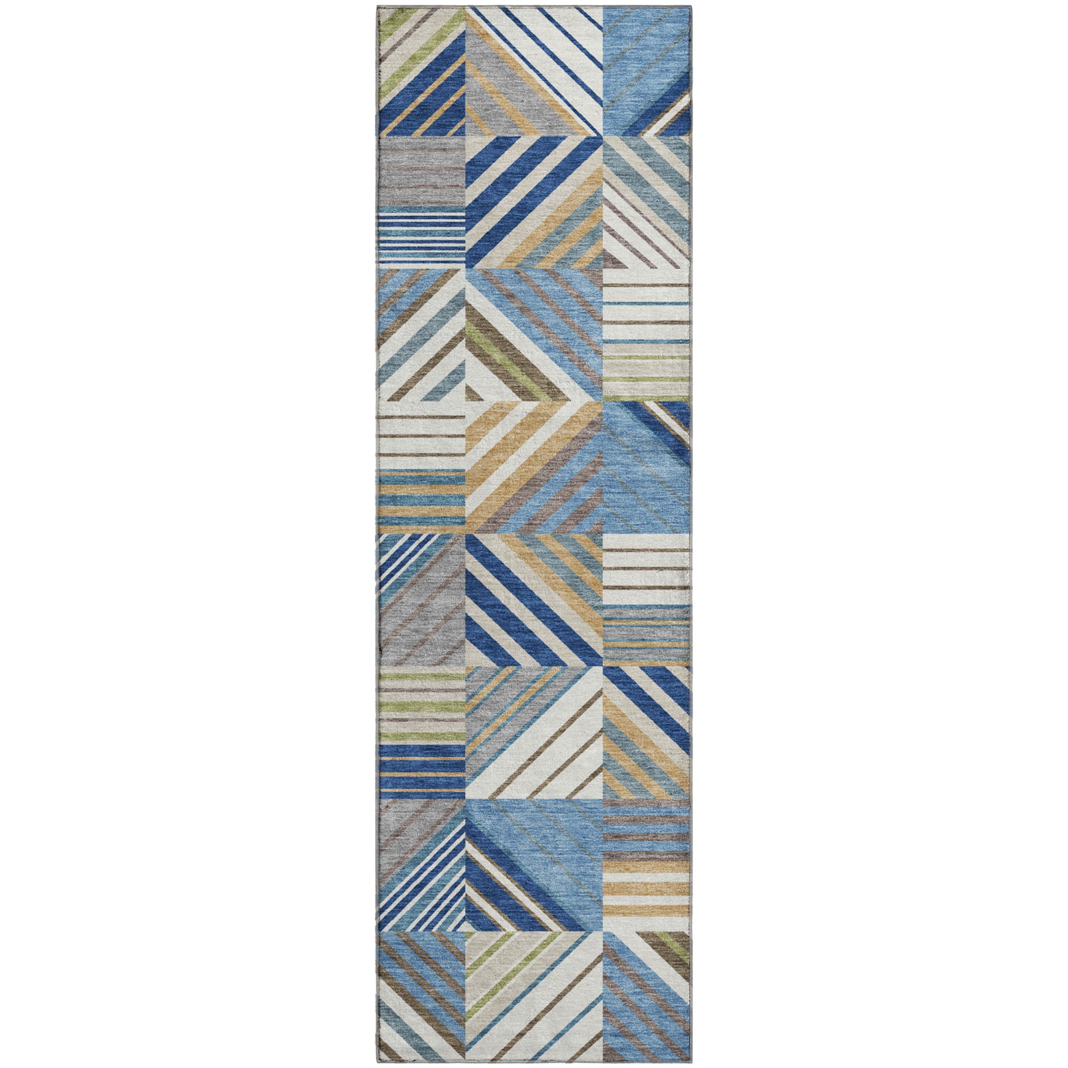 Reykjavik Machine Washable Transitional Denim Blue Rug 2'3" x 7'6" #shape_Runner