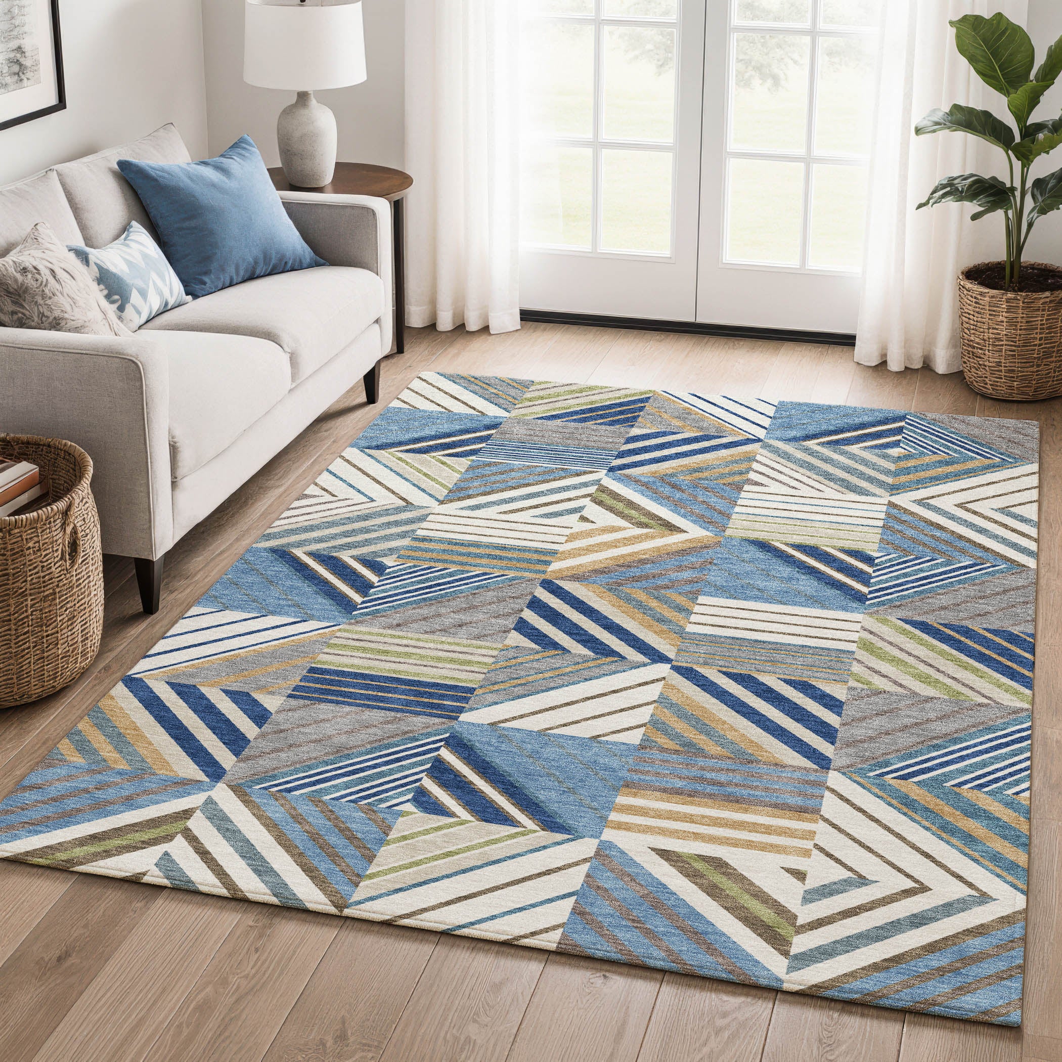 Reykjavik Machine Washable Transitional Denim Blue Rug 3' x 5' #shape_Rectangle