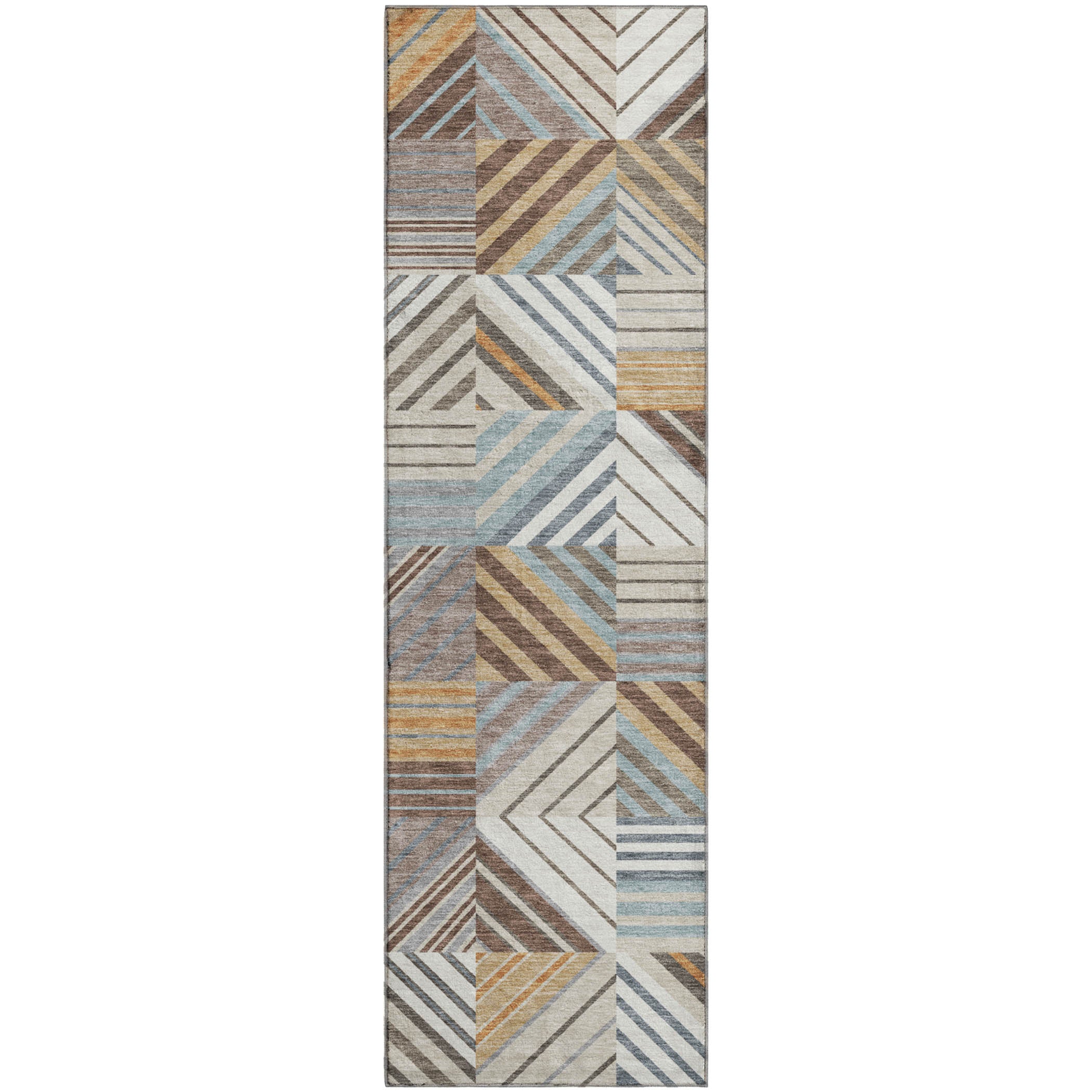 Reykjavik Machine Washable Transitional Taupe Brown Rug 2'3" x 7'6" #shape_Runner