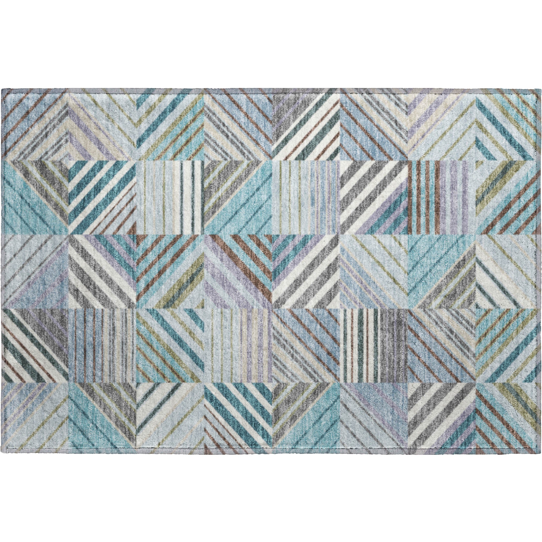 Reykjavik Machine Washable Transitional Teal Rug 1'8" x 2'6" #shape_Rectangle