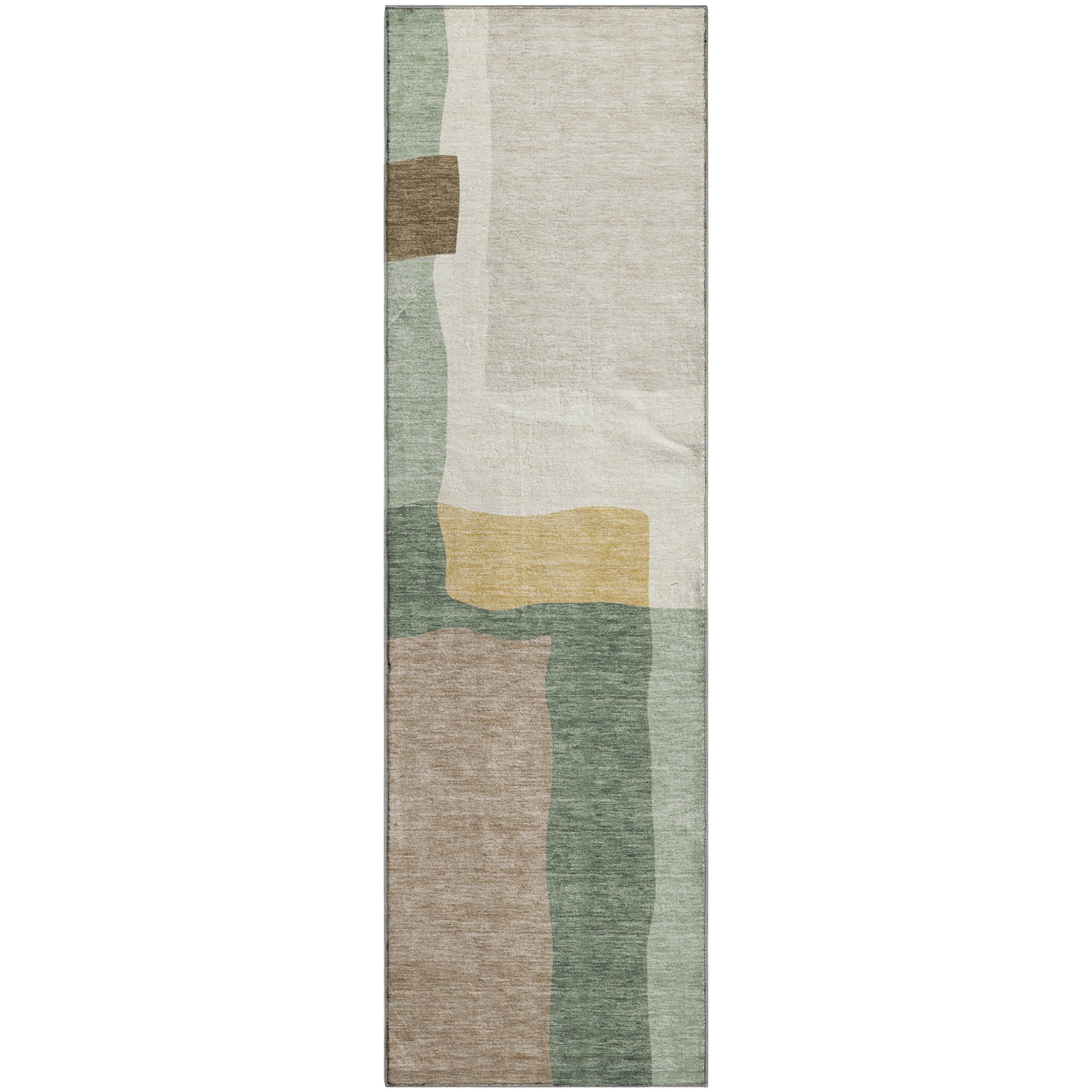 Vienna Machine Washable Transitional Basil Green Rug 2'3" x 7'6" #shape_Runner