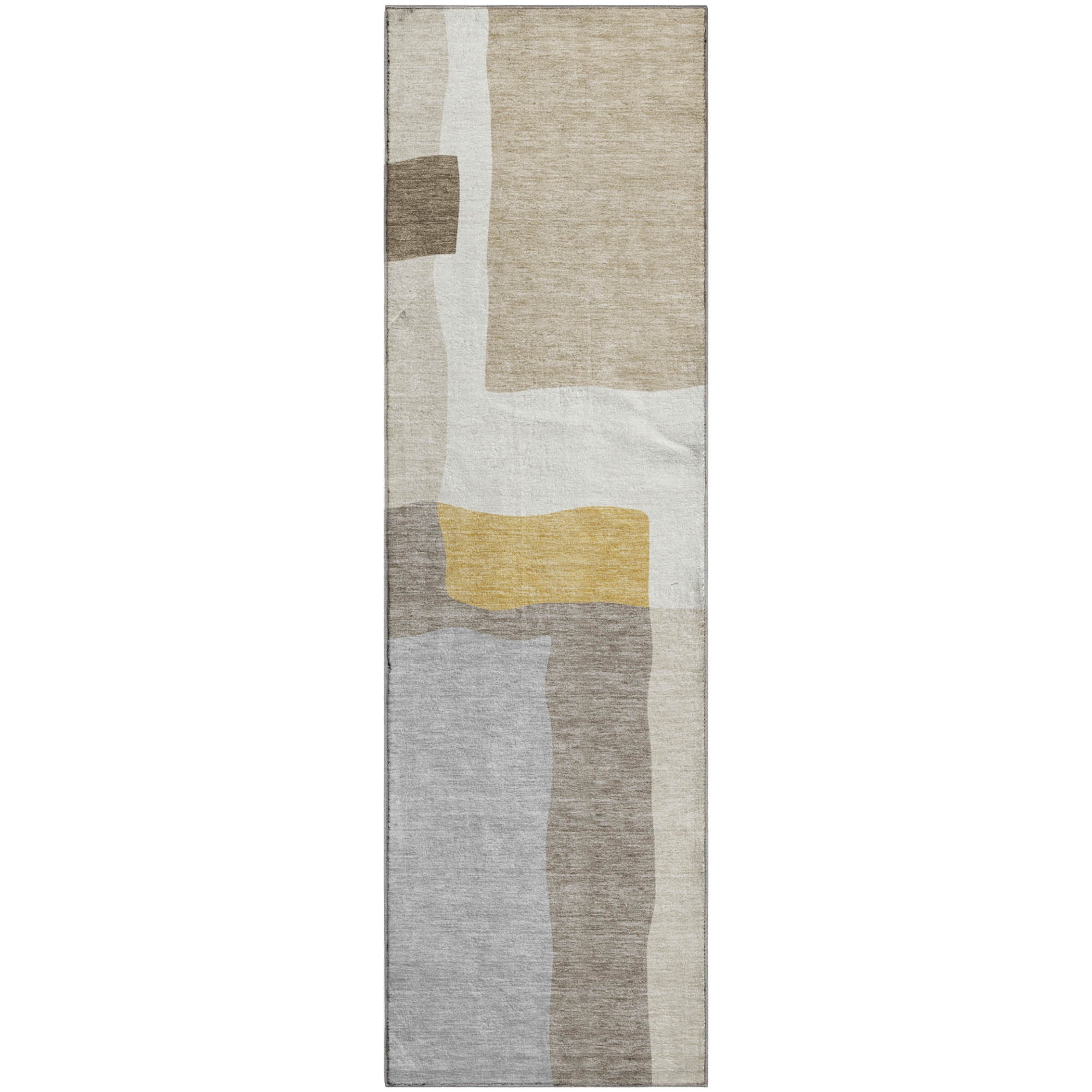 Vienna Machine Washable Transitional Beige Brown Rug 2'3" x 7'6" #shape_Runner