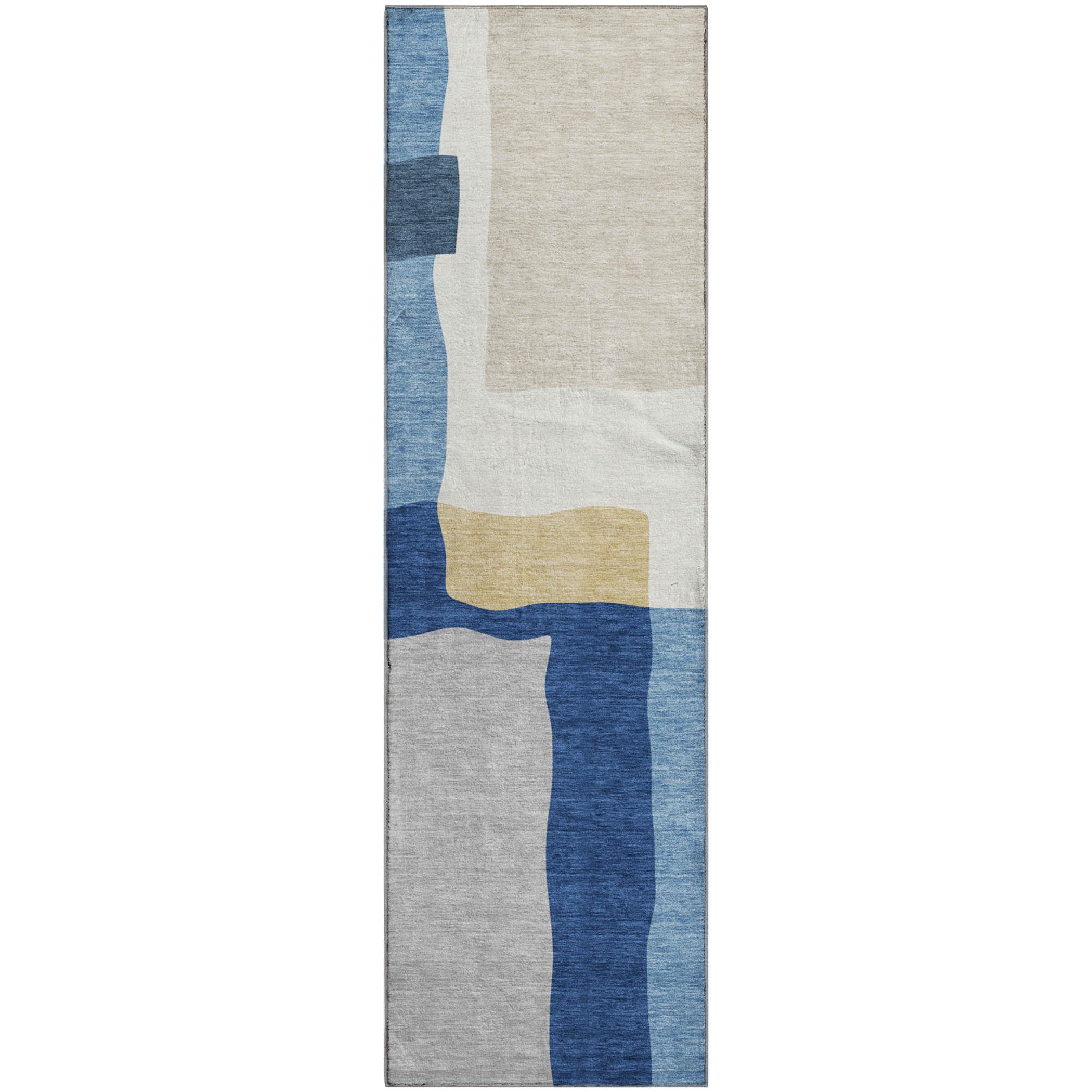 Vienna Machine Washable Transitional Blue Rug 2'3" x 7'6" #shape_Runner