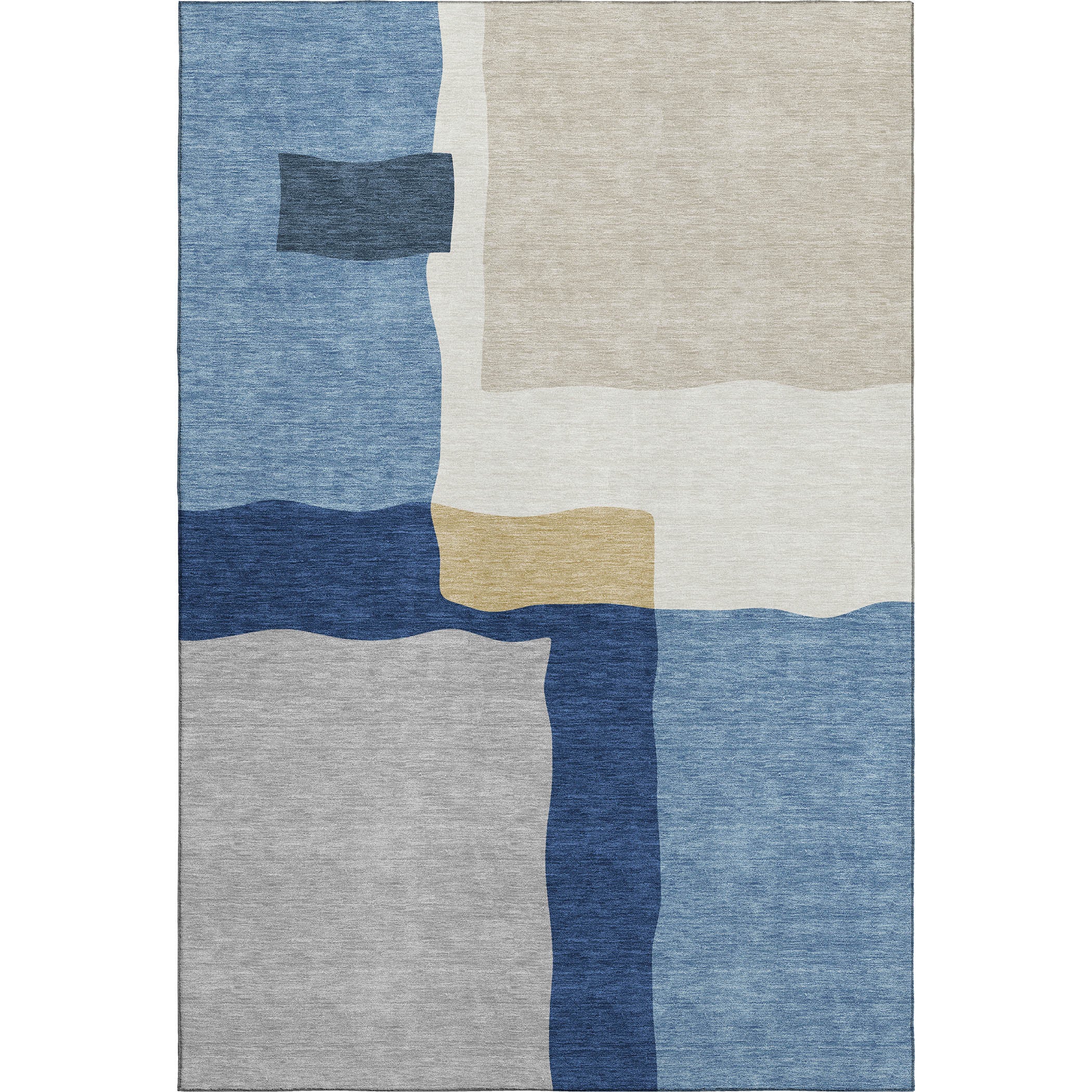Vienna Machine Washable Transitional Blue Rug 3' x 5' #shape_Rectangle