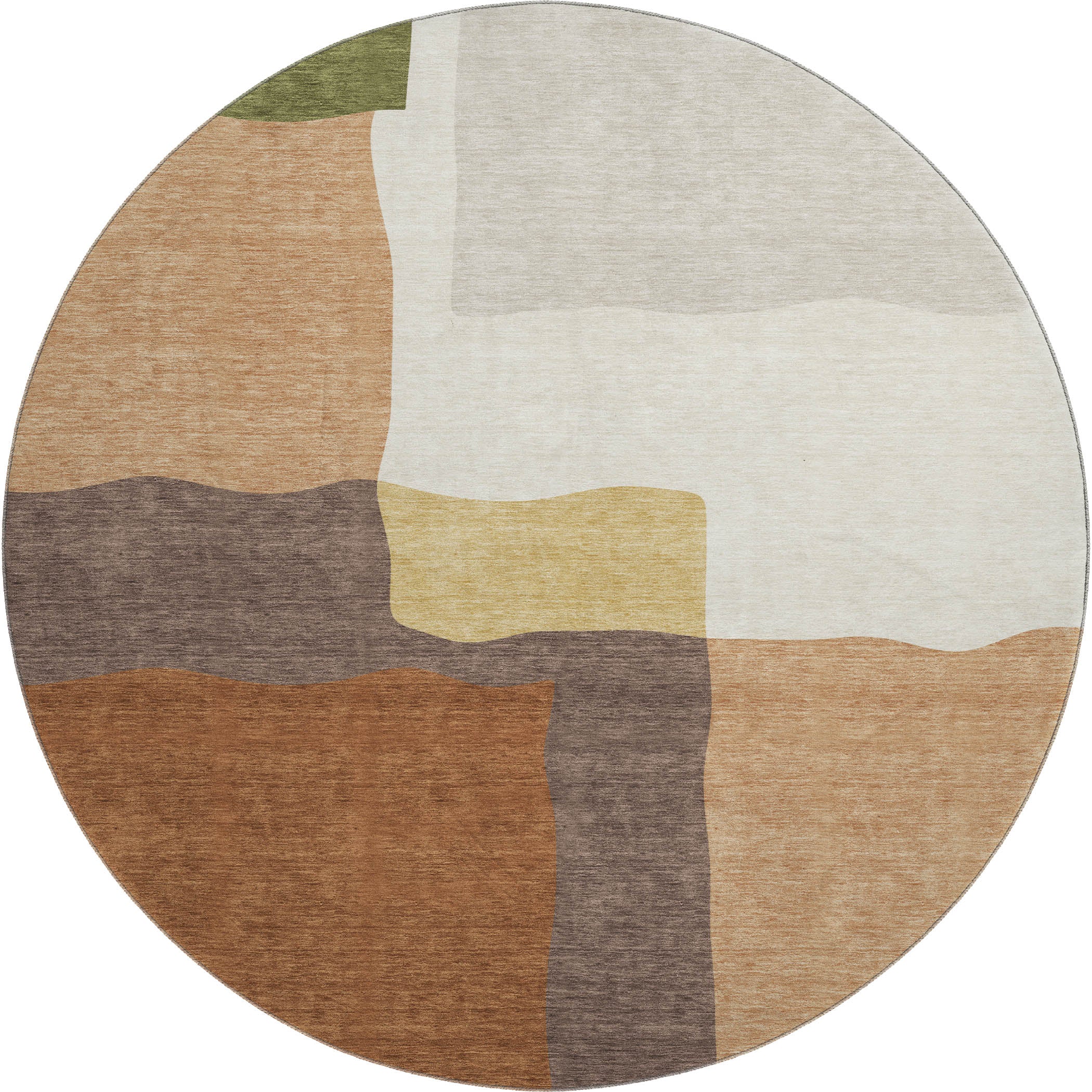 Vienna Machine Washable Transitional Copper Orange Rug 8' x 8' #shape_Round