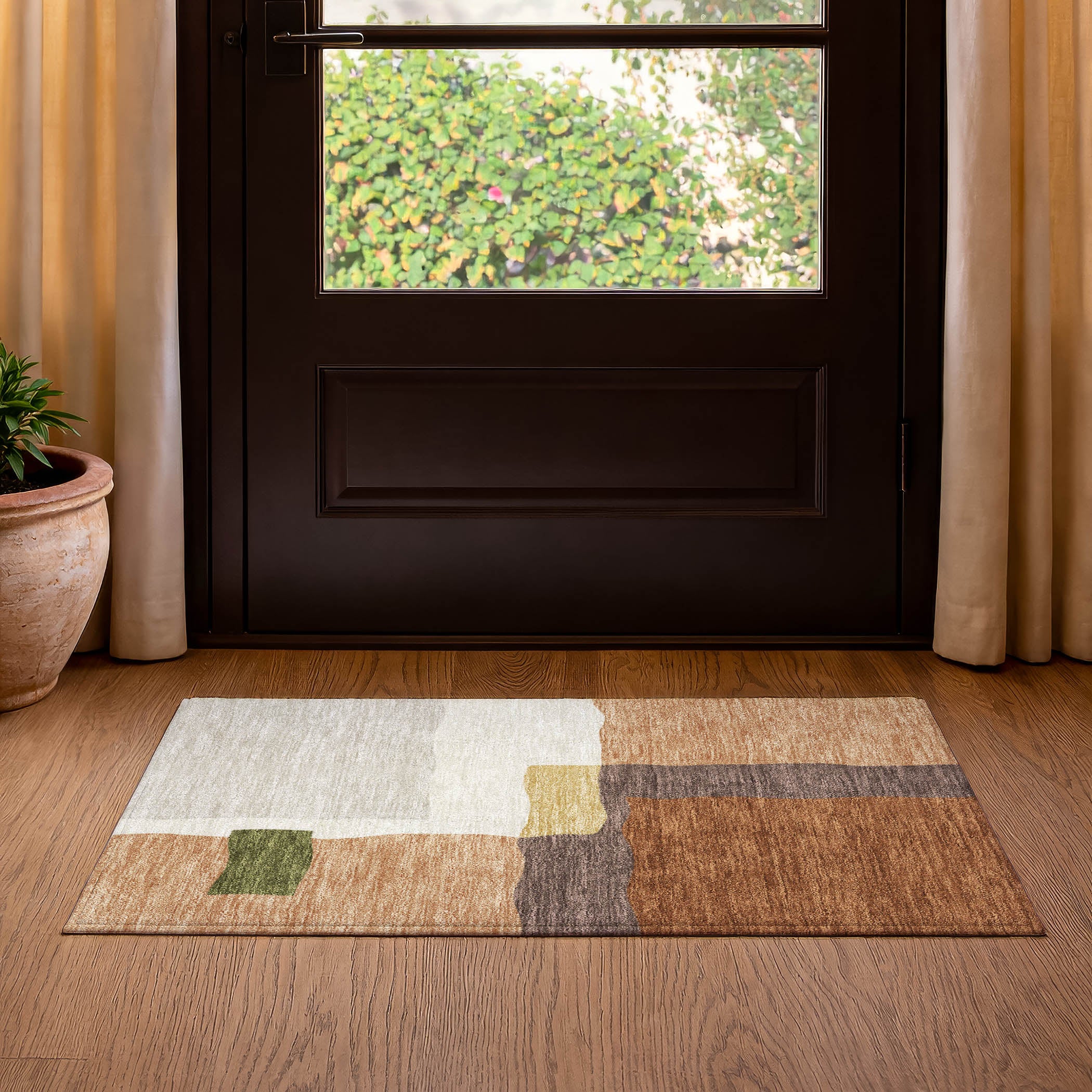 Vienna Machine Washable Transitional Copper Orange Rug 1'8" x 2'6" #shape_Rectangle