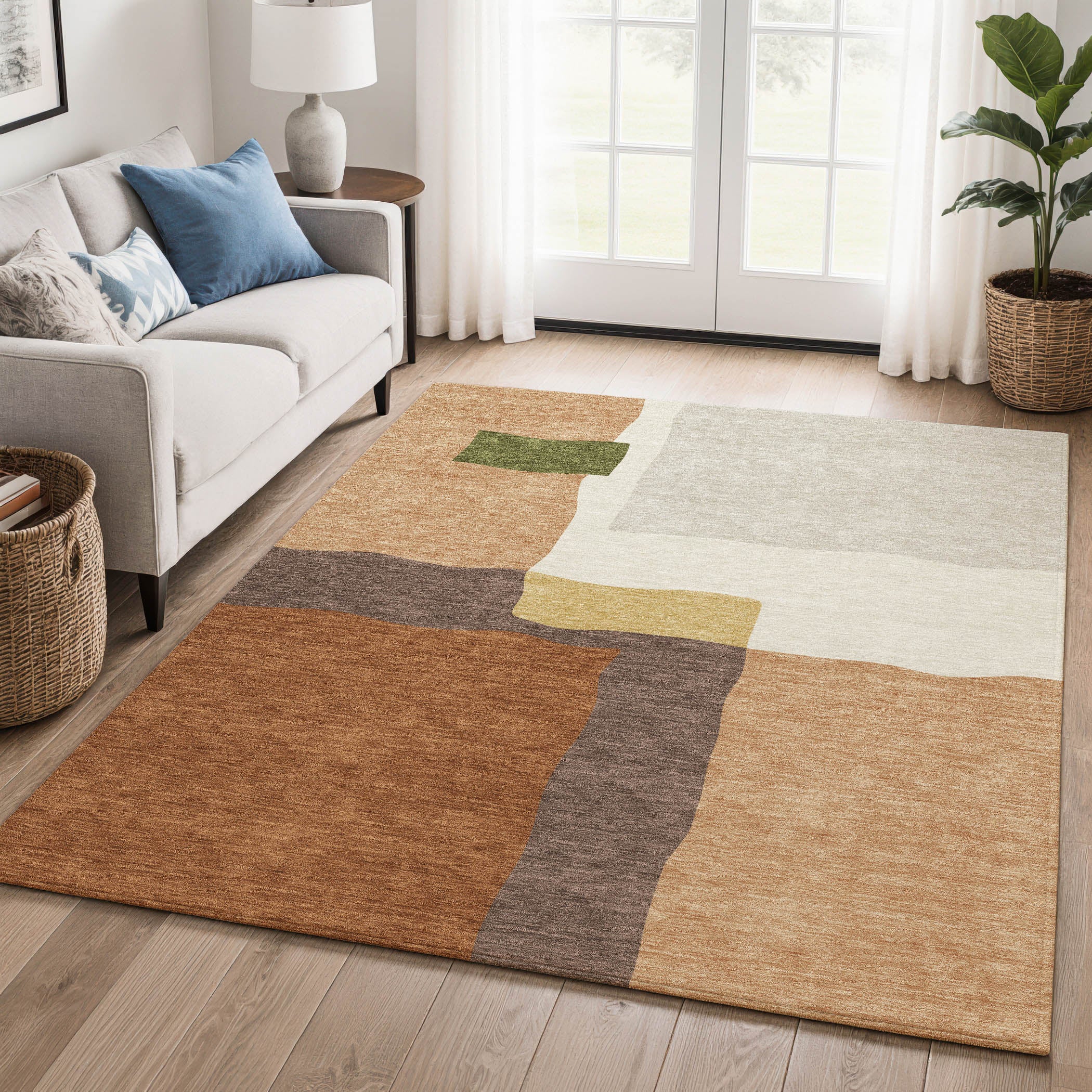 Vienna Machine Washable Transitional Copper Orange Rug 3' x 5' #shape_Rectangle