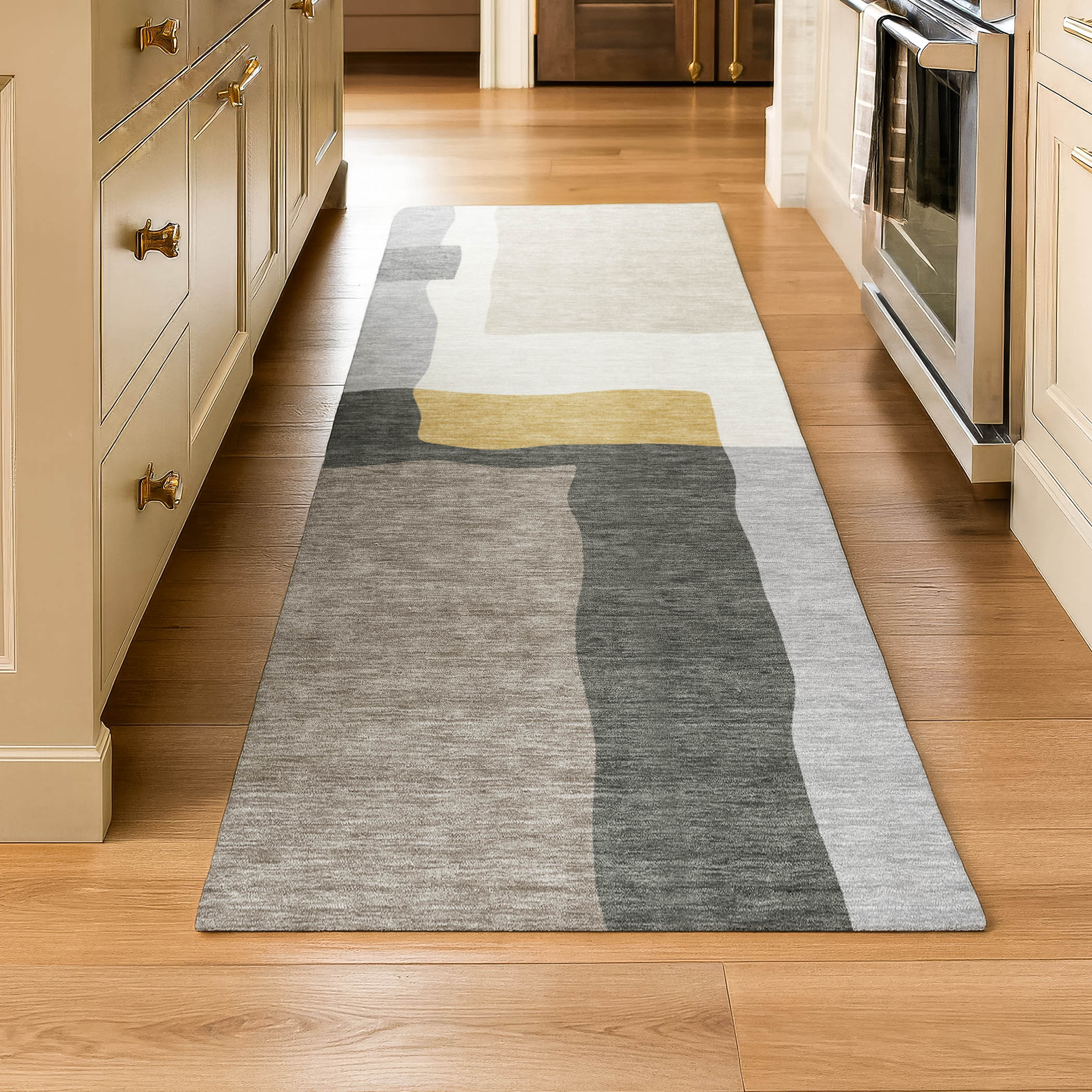 Vienna Machine Washable Transitional Gray Rug 2'3" x 7'6" #shape_Runner