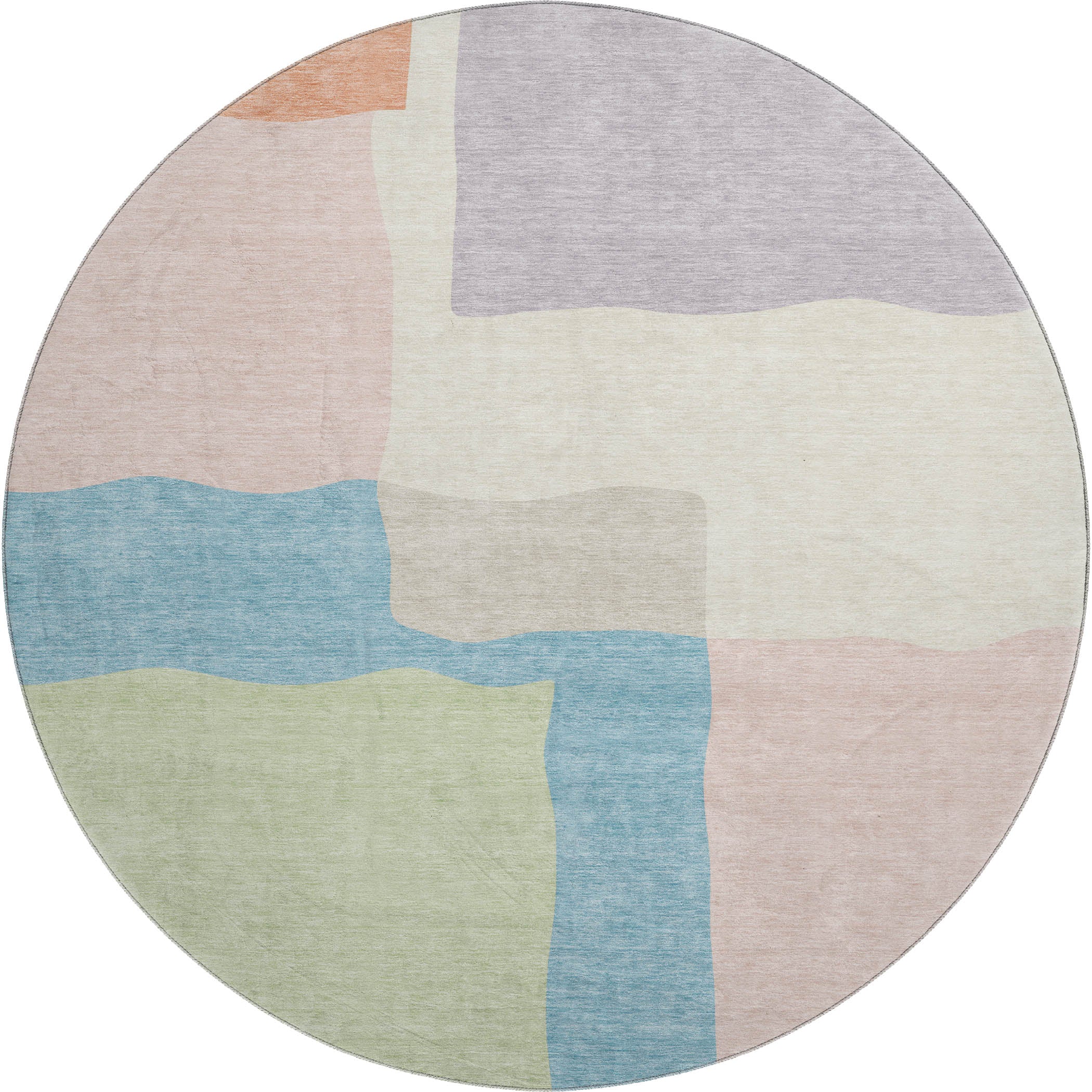Vienna Machine Washable Transitional Pink Rug 8' x 8' #shape_Round