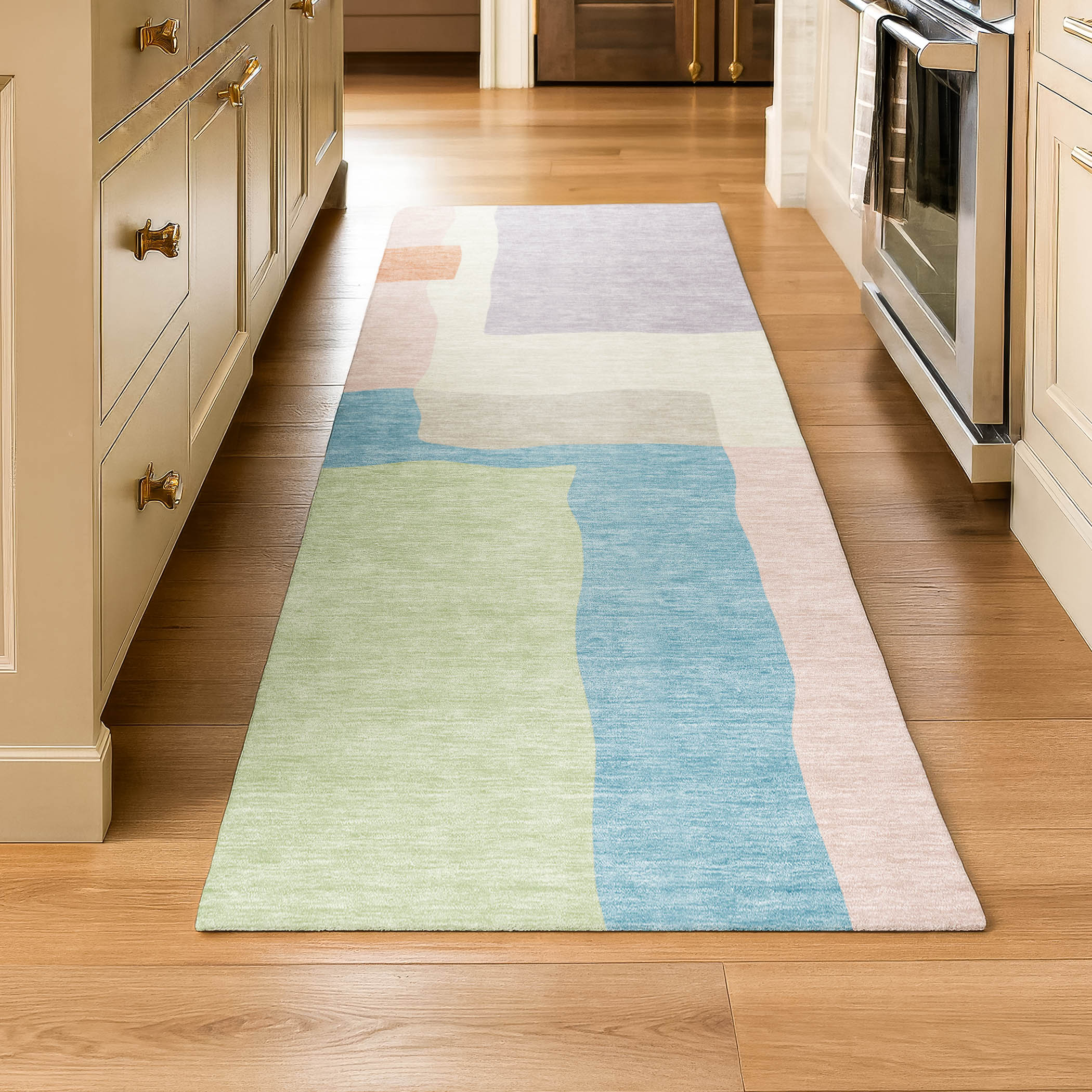 Vienna Machine Washable Transitional Pink Rug 2'3" x 7'6" #shape_Runner