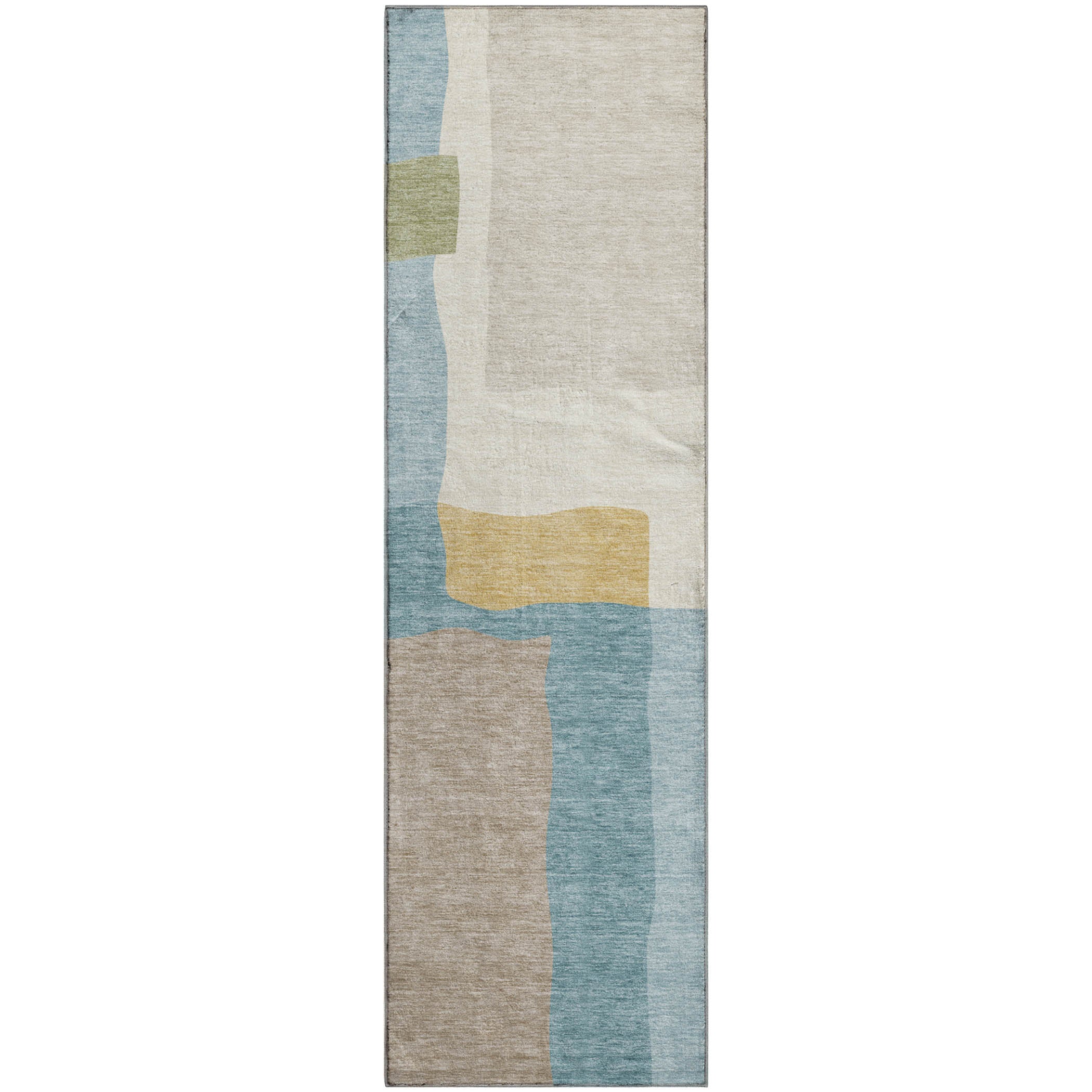 Vienna Machine Washable Transitional Teal Rug 2'3" x 7'6" #shape_Runner