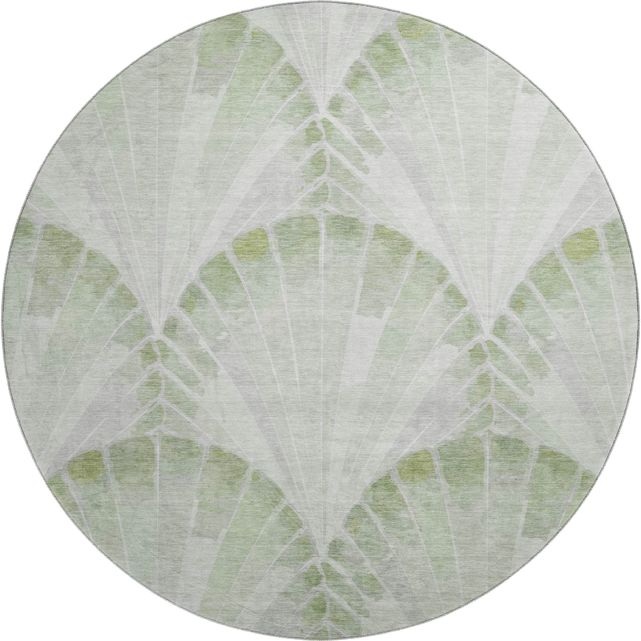 Chiang Mai Machine Washable Transitional Aloe Green Rug 8' x 8' #shape_Round