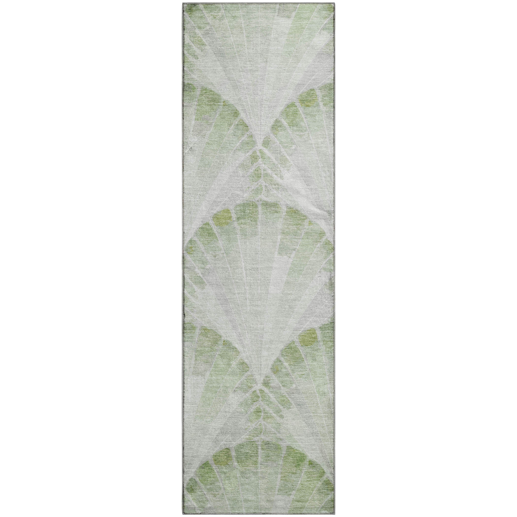 Chiang Mai Machine Washable Transitional Aloe Green Rug 2'3" x 7'6" #shape_Runner