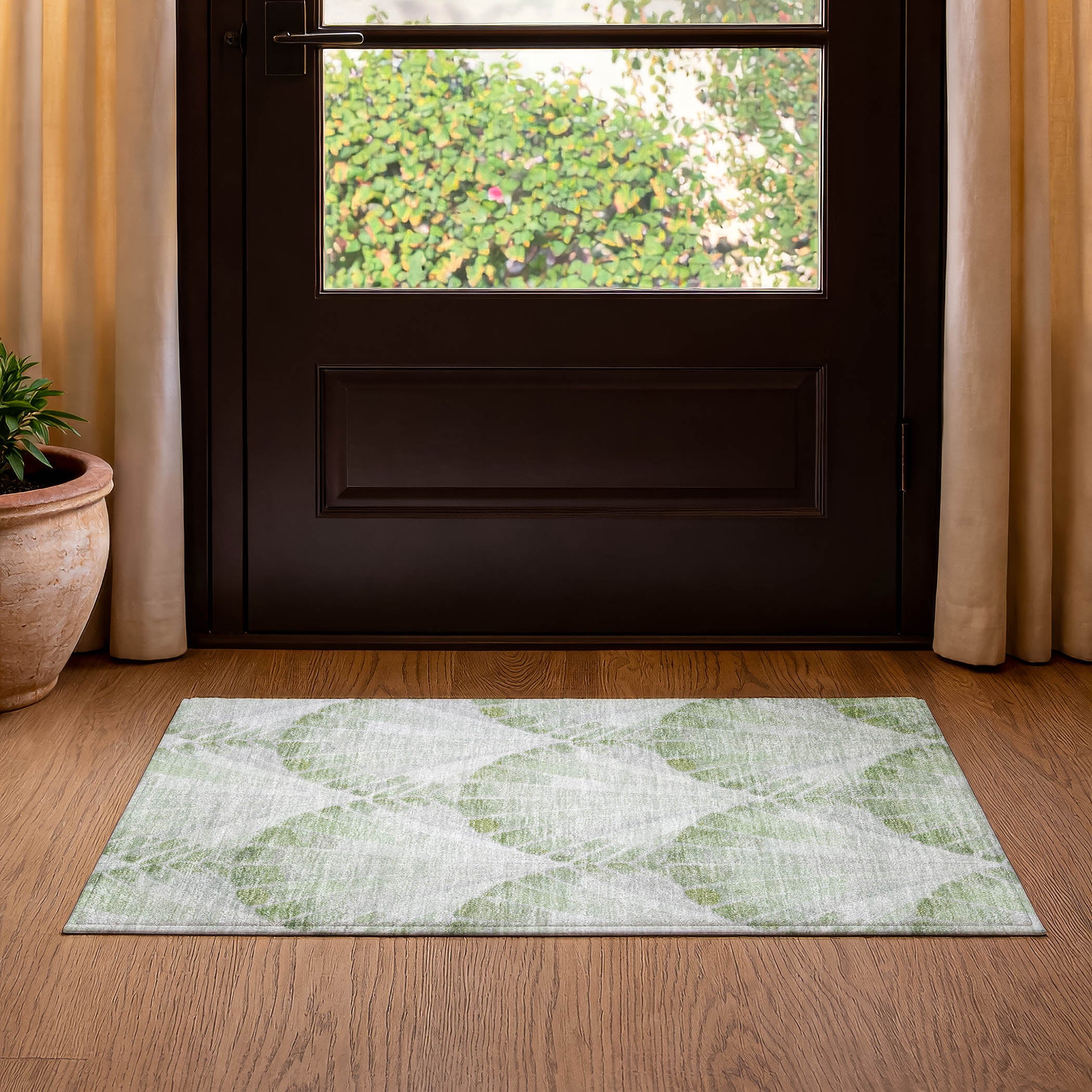 Chiang Mai Machine Washable Transitional Aloe Green Rug 1'8" x 2'6" #shape_Rectangle