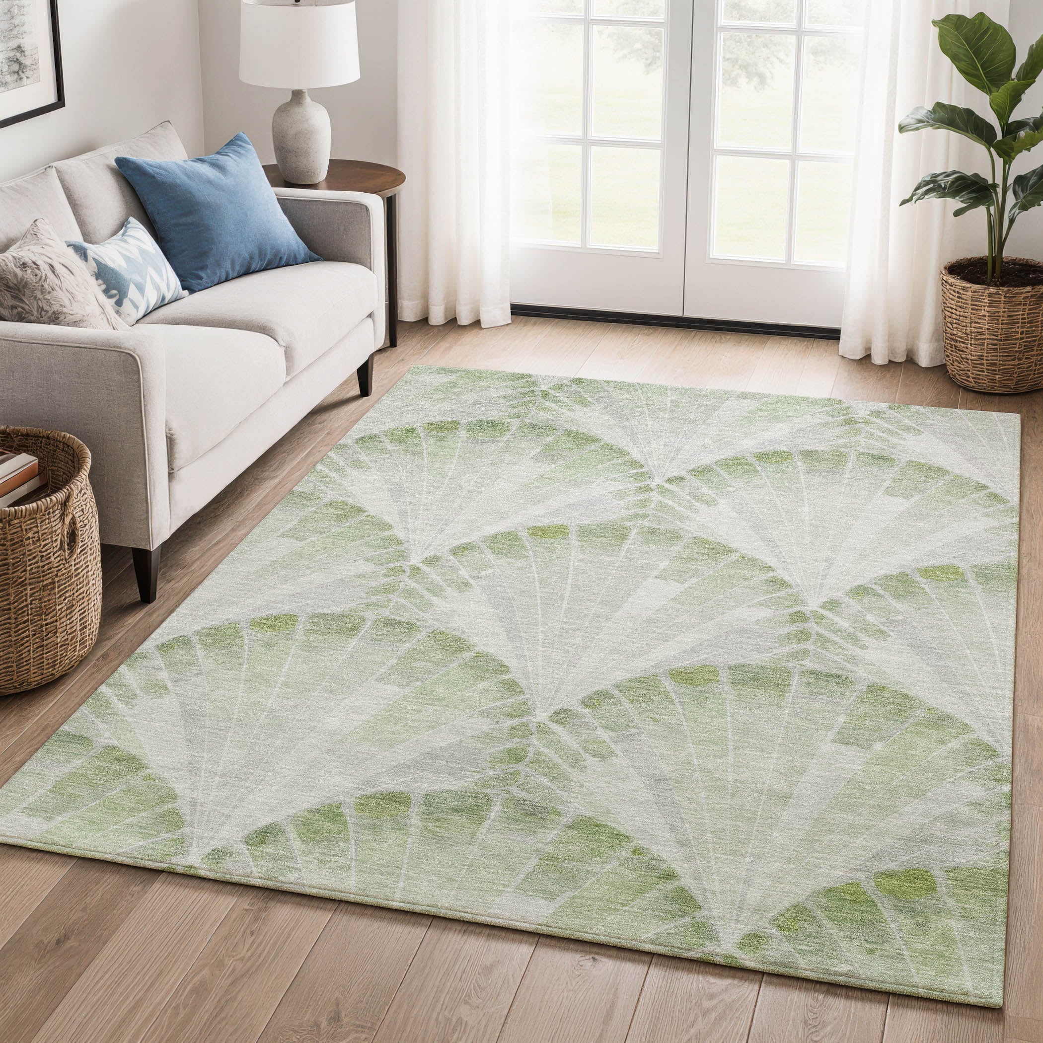 Chiang Mai Machine Washable Transitional Aloe Green Rug 3' x 5' #shape_Rectangle
