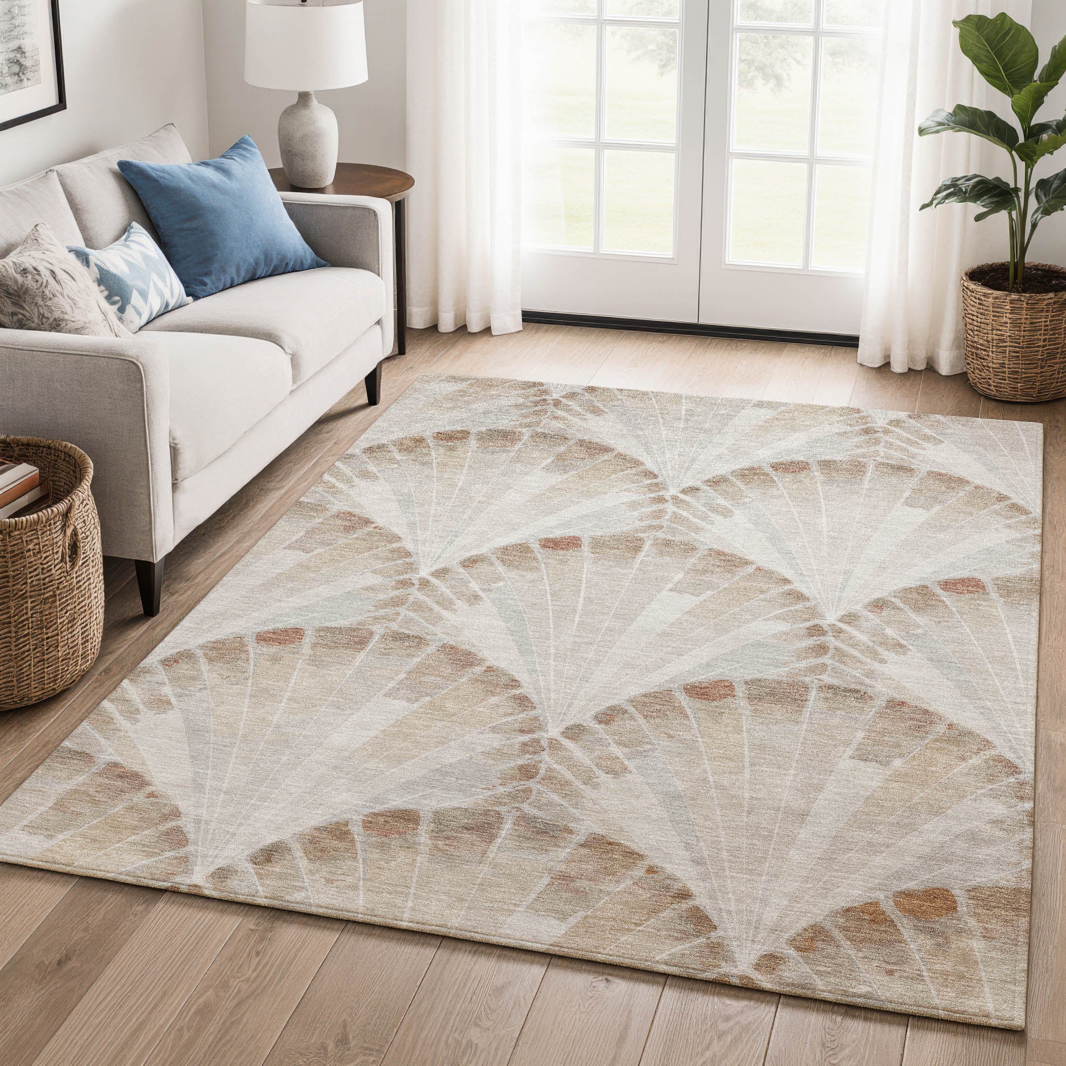 Chiang Mai Machine Washable Transitional Beige Brown Rug 3' x 5' #shape_Rectangle