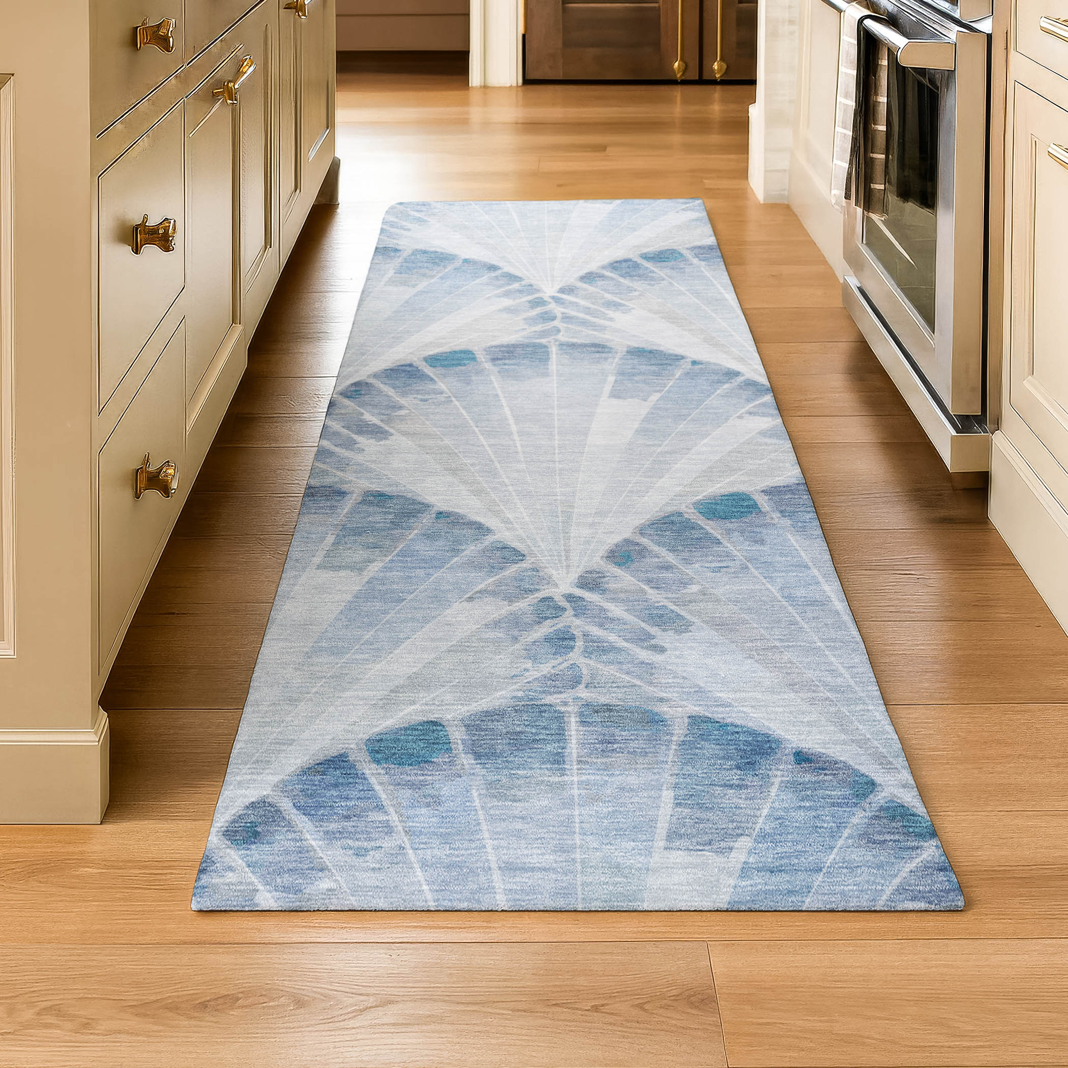 Chiang Mai Machine Washable Transitional Sky Blue Rug 2'3" x 7'6" #shape_Runner
