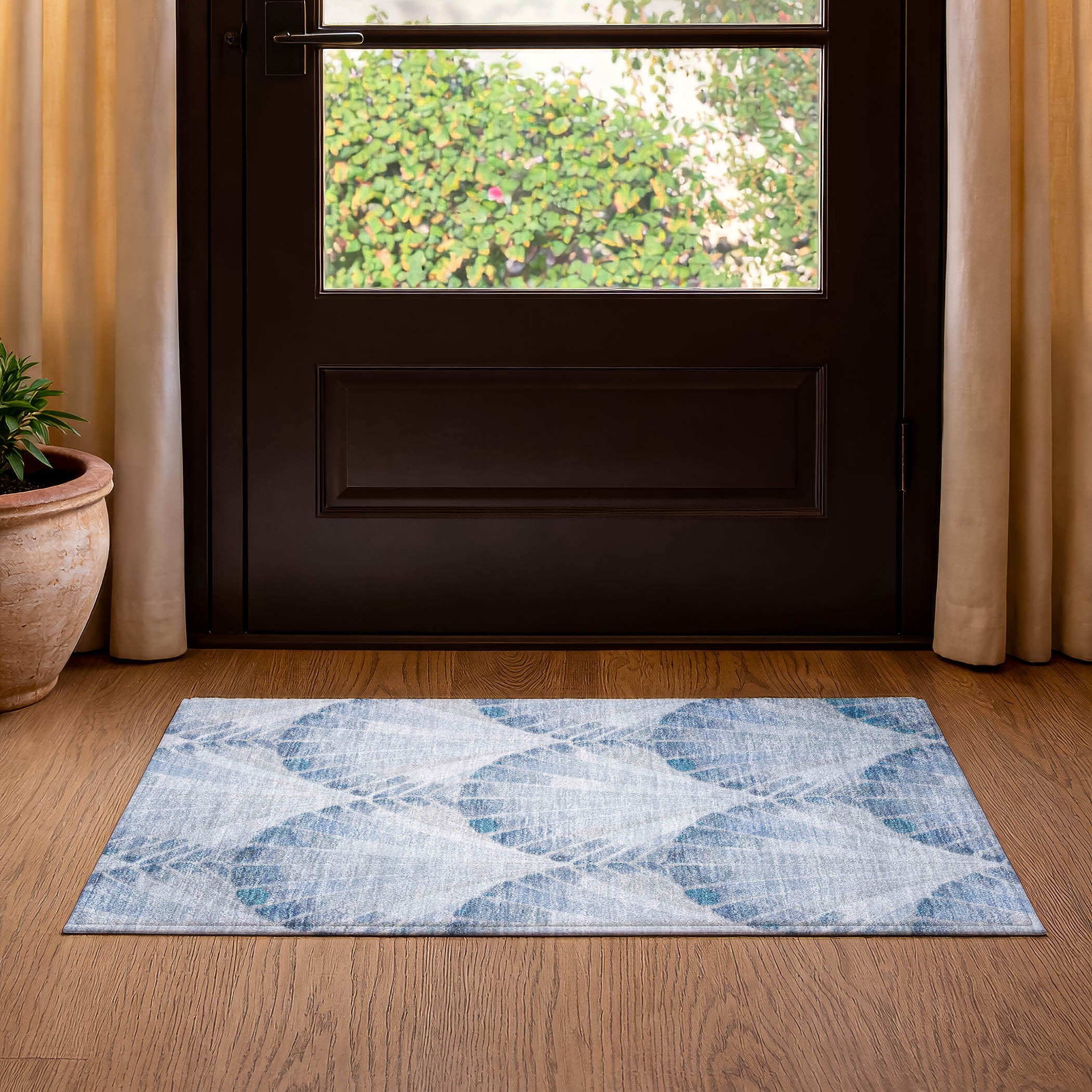 Chiang Mai Machine Washable Transitional Sky Blue Rug 1'8" x 2'6" #shape_Rectangle