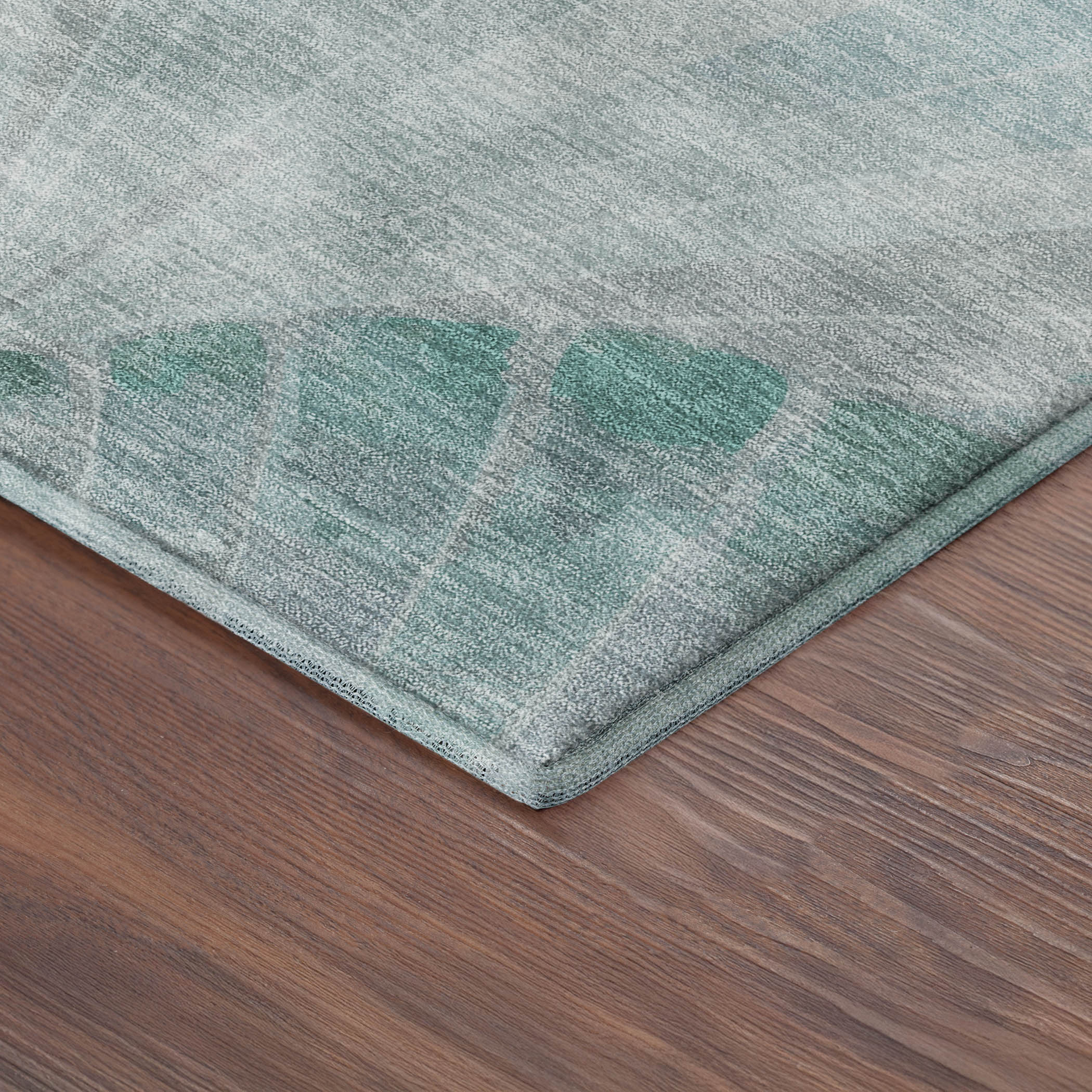 Chiang Mai Machine Washable Transitional Teal Rug 1'8" x 2'6" #shape_Rectangle