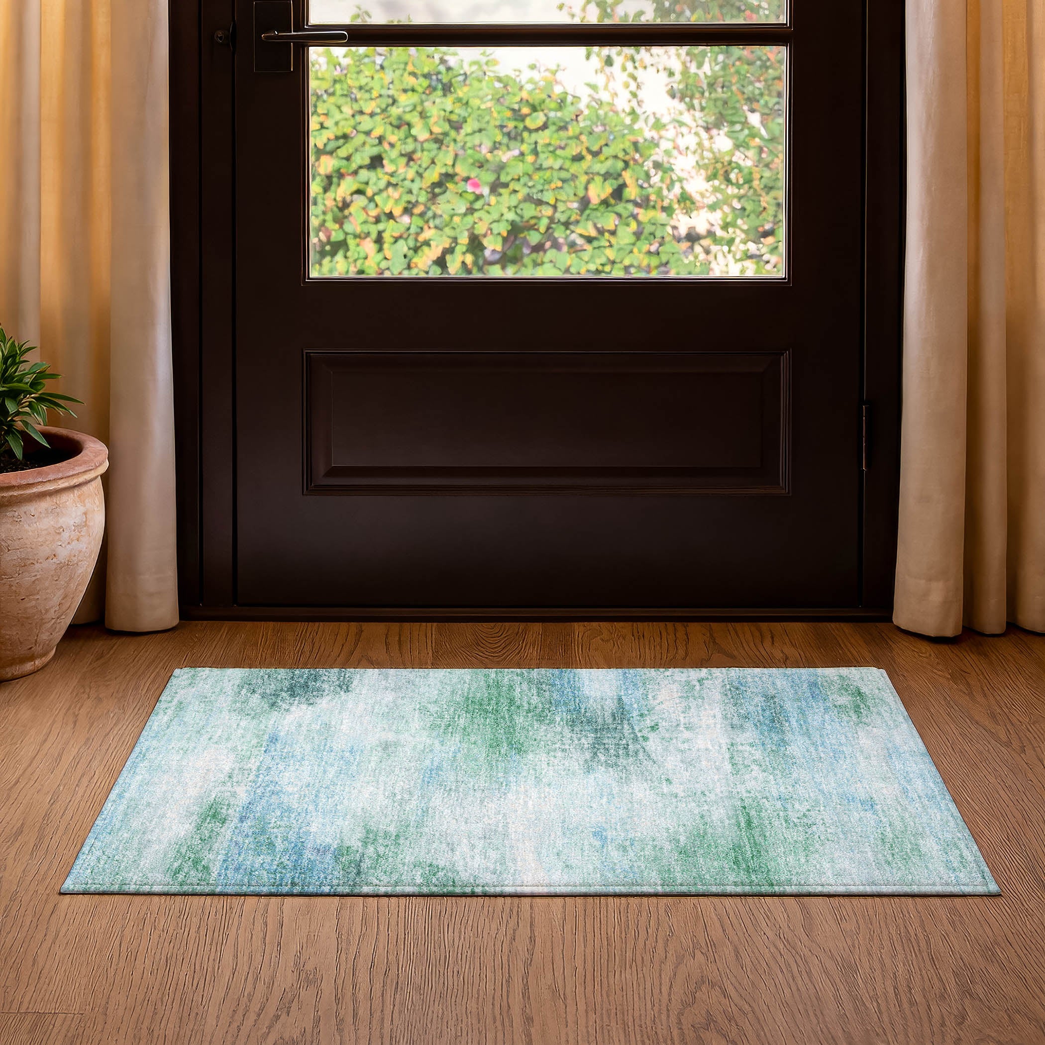 Salzburg Machine Washable Transitional Mint Green Rug 1'8" x 2'6" #shape_Rectangle