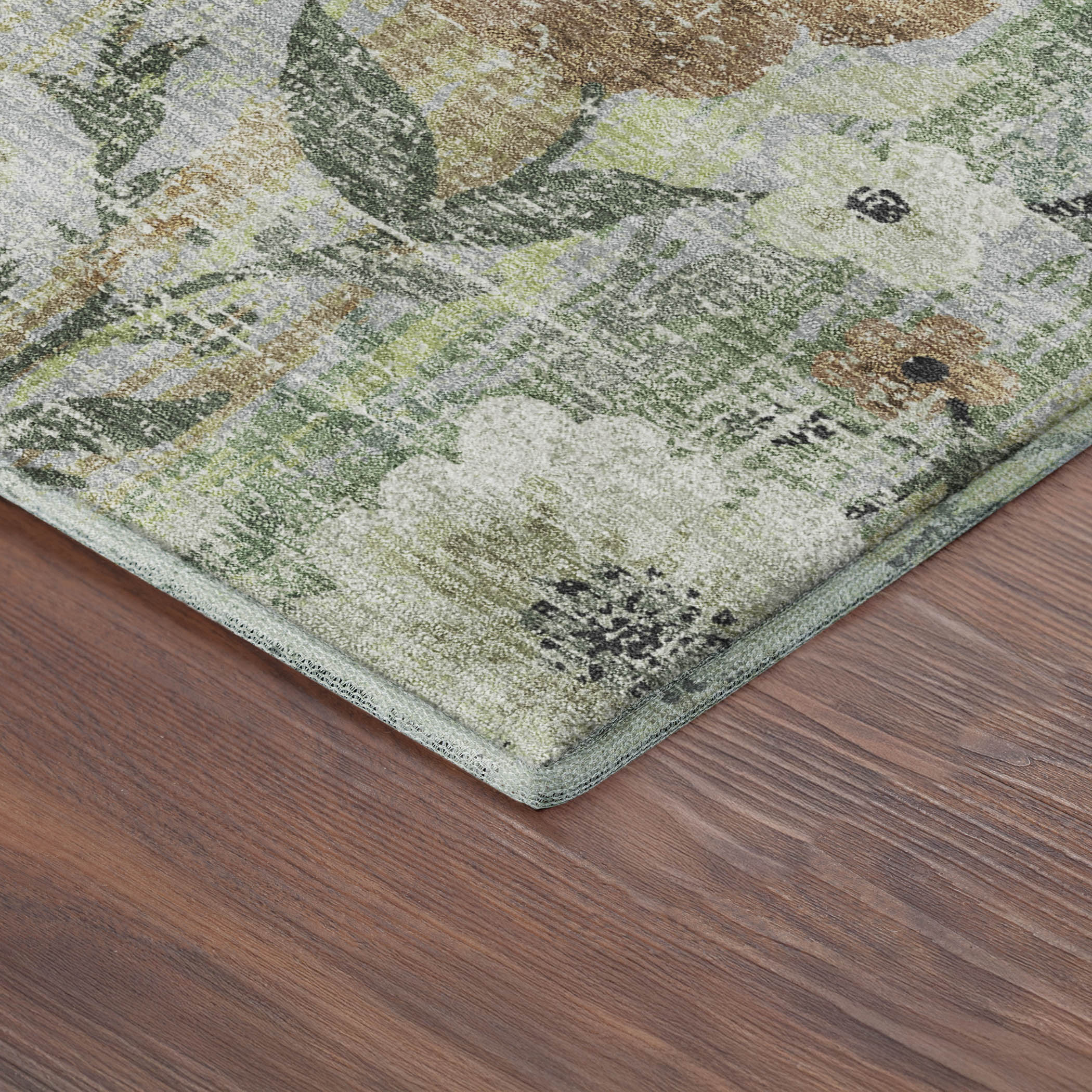 Florence Machine Washable Transitional Aloe Green Rug 1'8" x 2'6" #shape_Rectangle