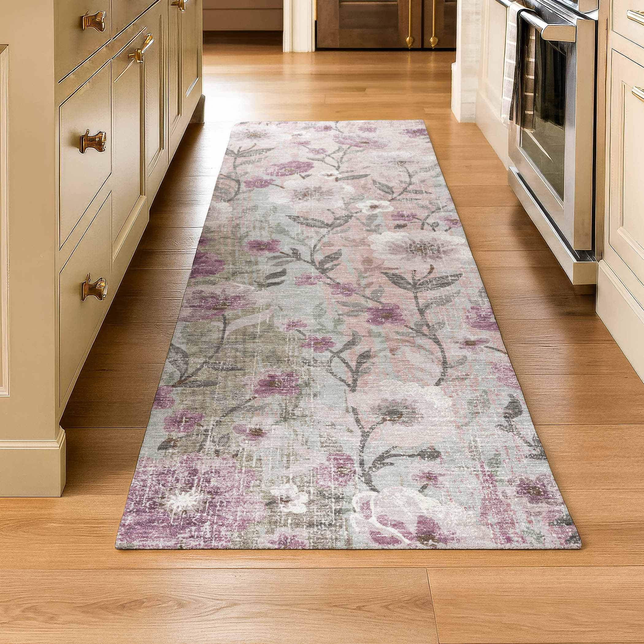 Florence Machine Washable Transitional Blush Pink Rug 2'3" x 7'6" #shape_Runner