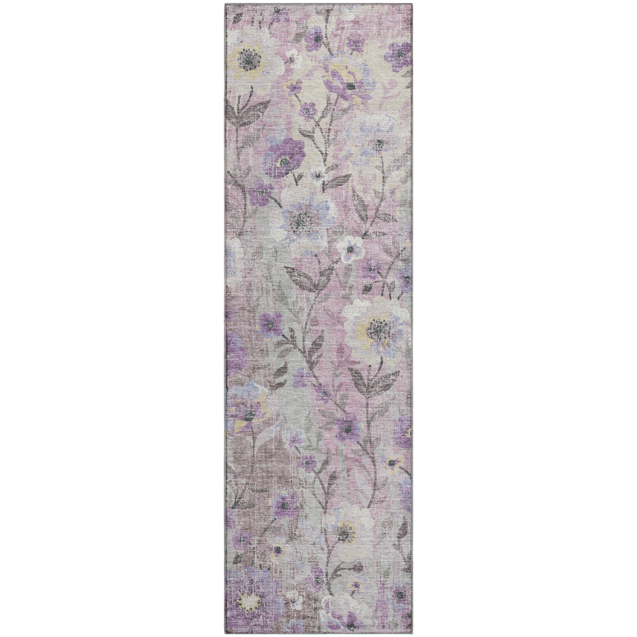 Florence Machine Washable Transitional Lilac Purple Rug 2'3" x 7'6" #shape_Runner
