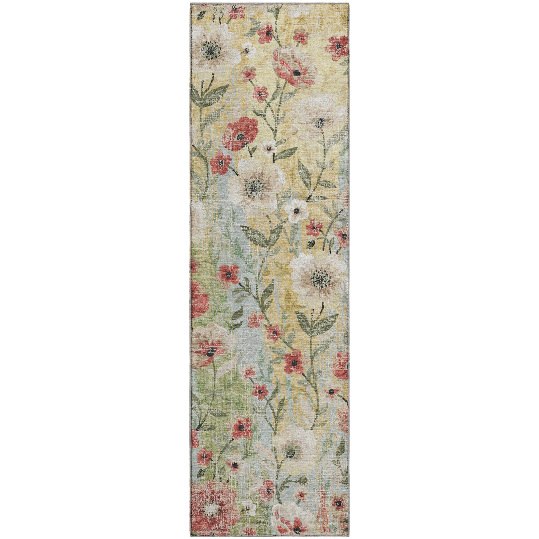 Florence Machine Washable Transitional Tan Brown Rug 2'3" x 7'6" #shape_Runner