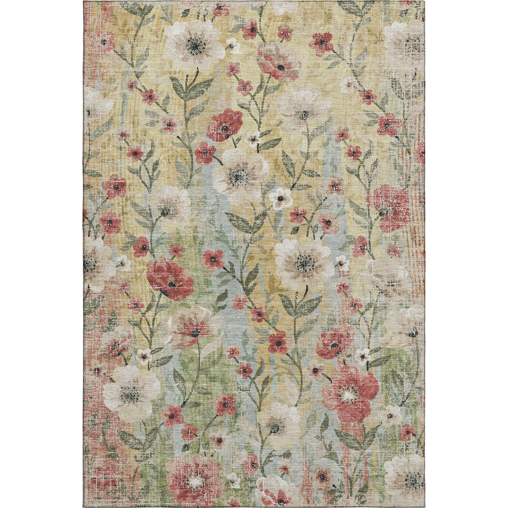 Florence Machine Washable Transitional Tan Brown Rug 3' x 5' #shape_Rectangle
