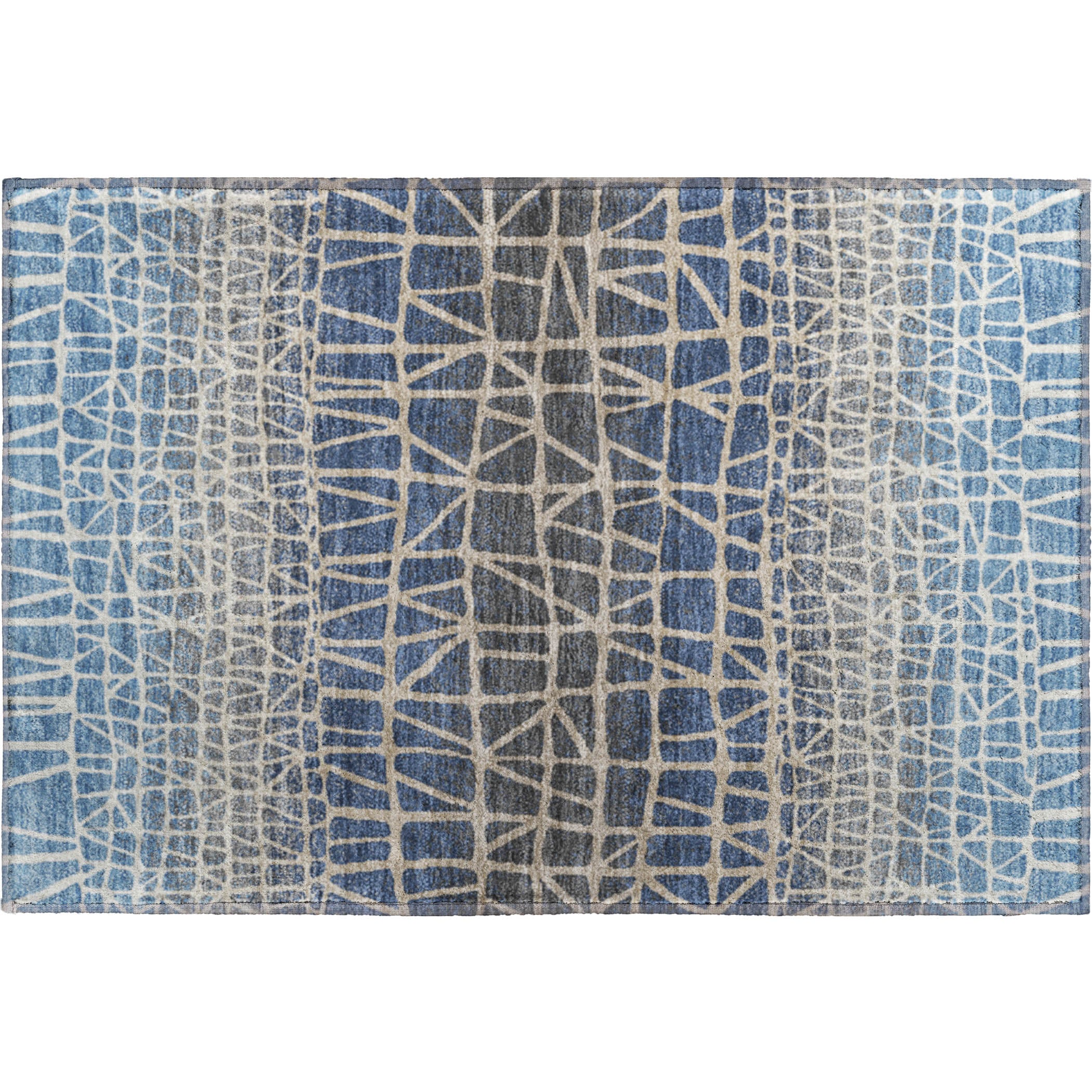 Mdina Machine Washable Transitional Blue Rug 1'8" x 2'6" #shape_Rectangle