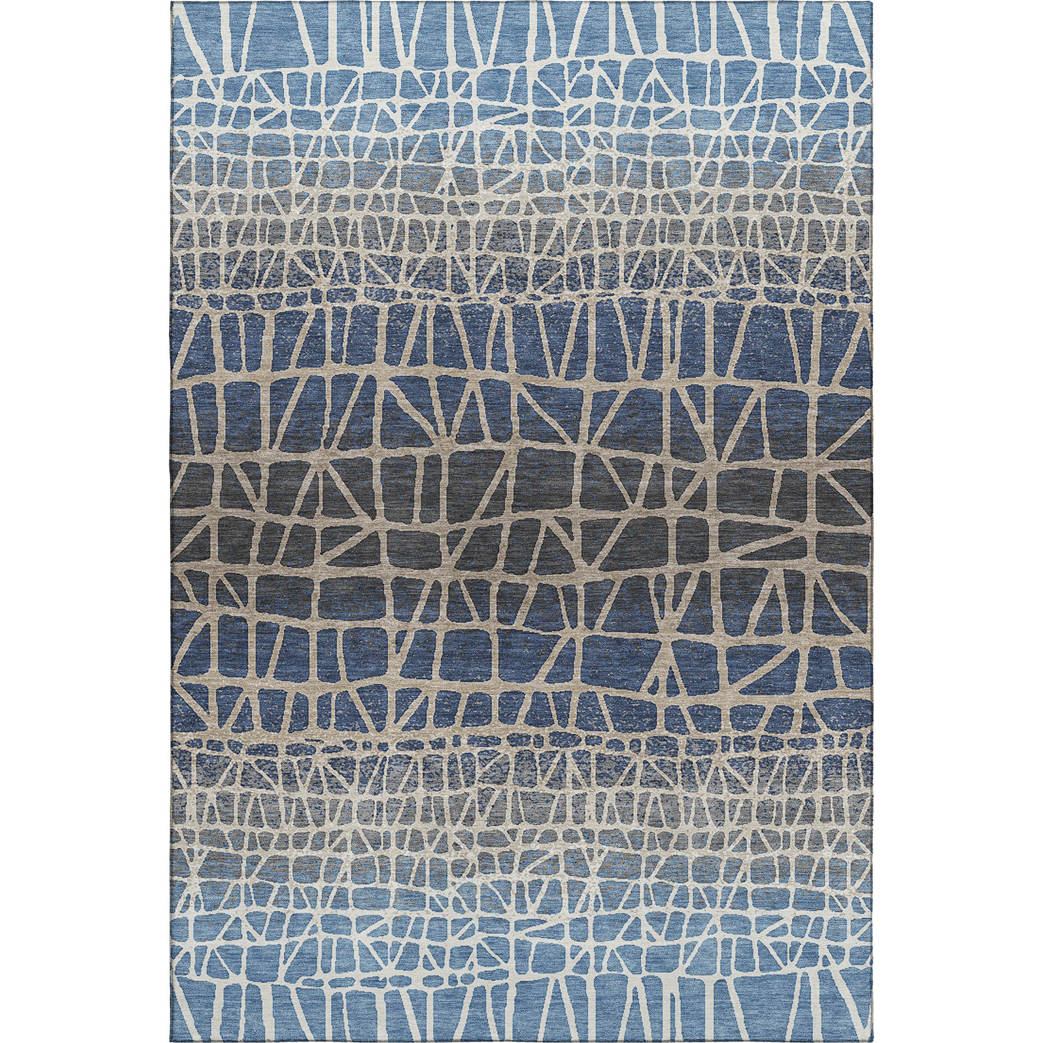 Mdina Machine Washable Transitional Blue Rug 3' x 5' #shape_Rectangle