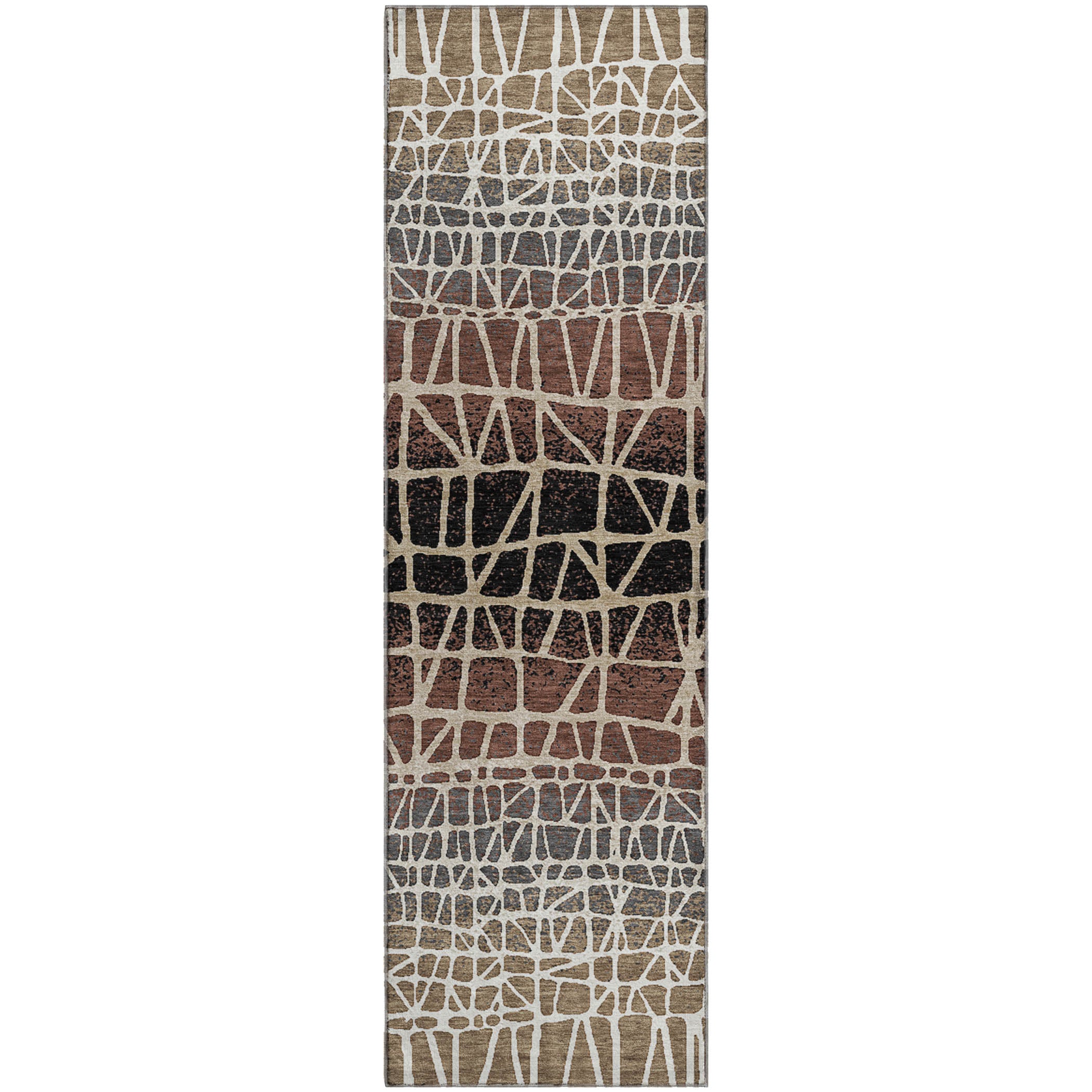 Mdina Machine Washable Transitional Brown Rug 2'3" x 7'6" #shape_Runner
