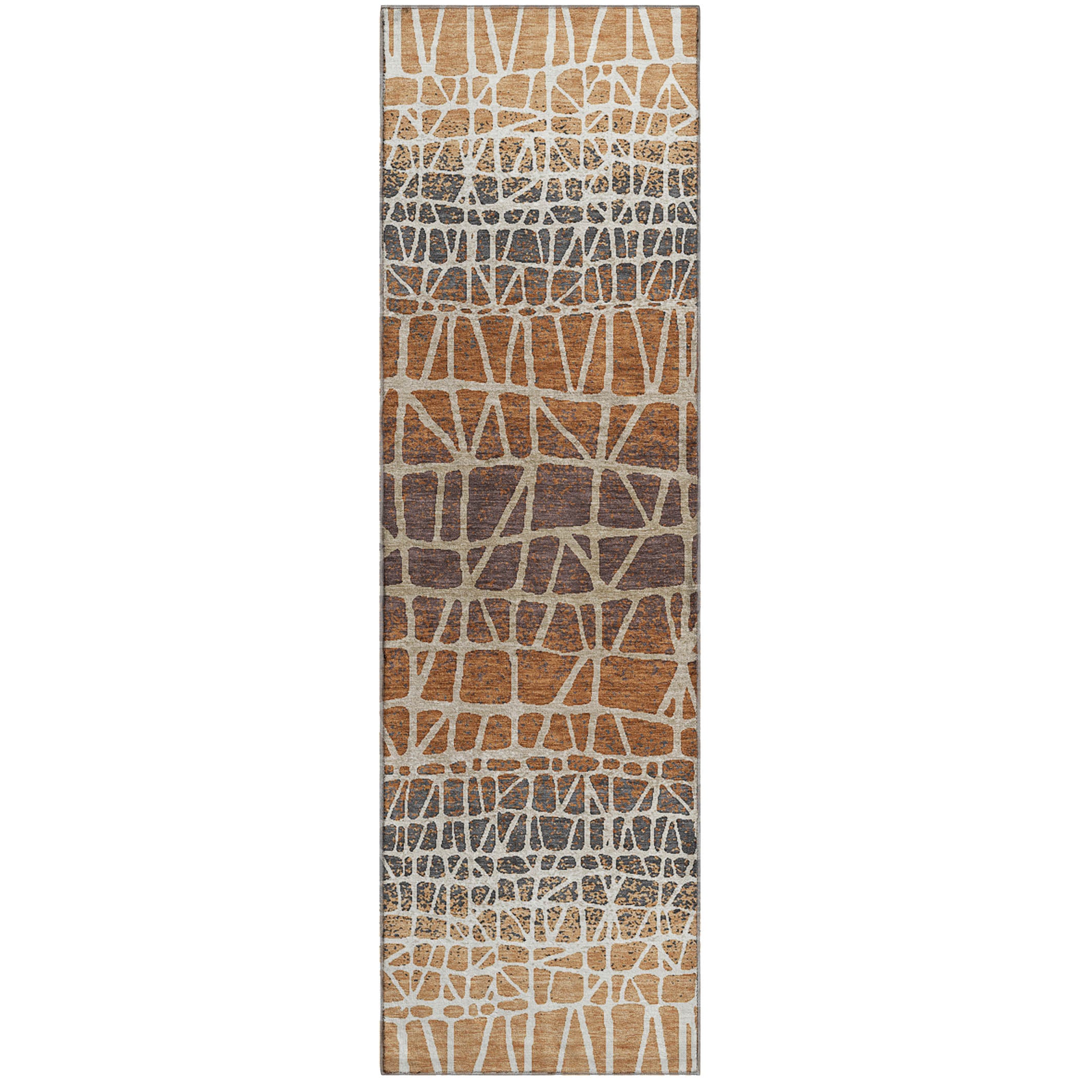 Mdina Machine Washable Transitional Copper Orange Rug 2'3" x 7'6" #shape_Runner