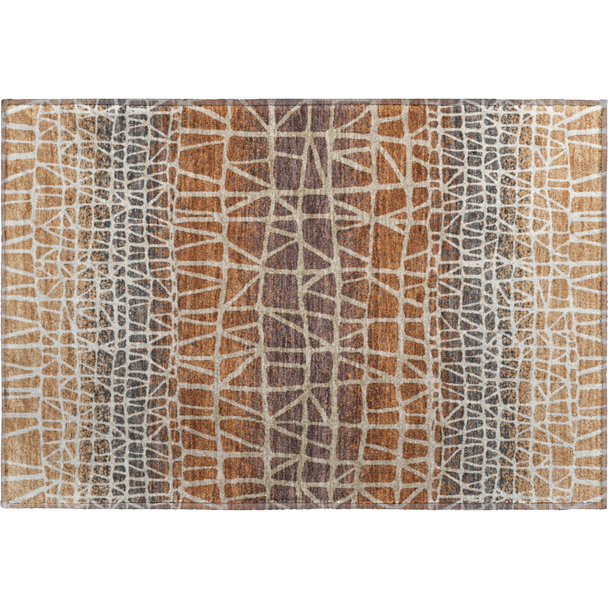 Mdina Machine Washable Transitional Copper Orange Rug 1'8" x 2'6" #shape_Rectangle