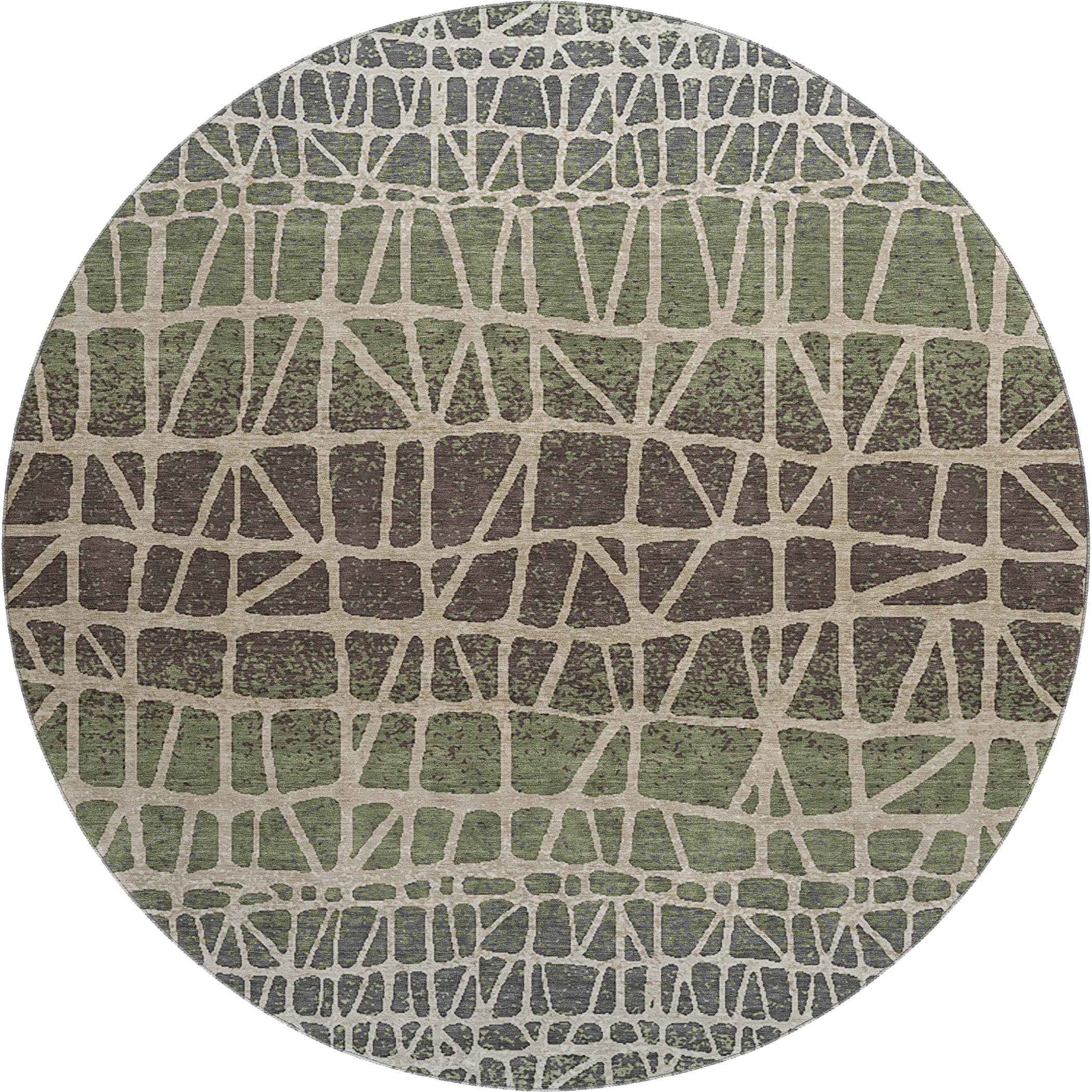 Mdina Machine Washable Transitional Fern Green Rug 8' x 8' #shape_Round