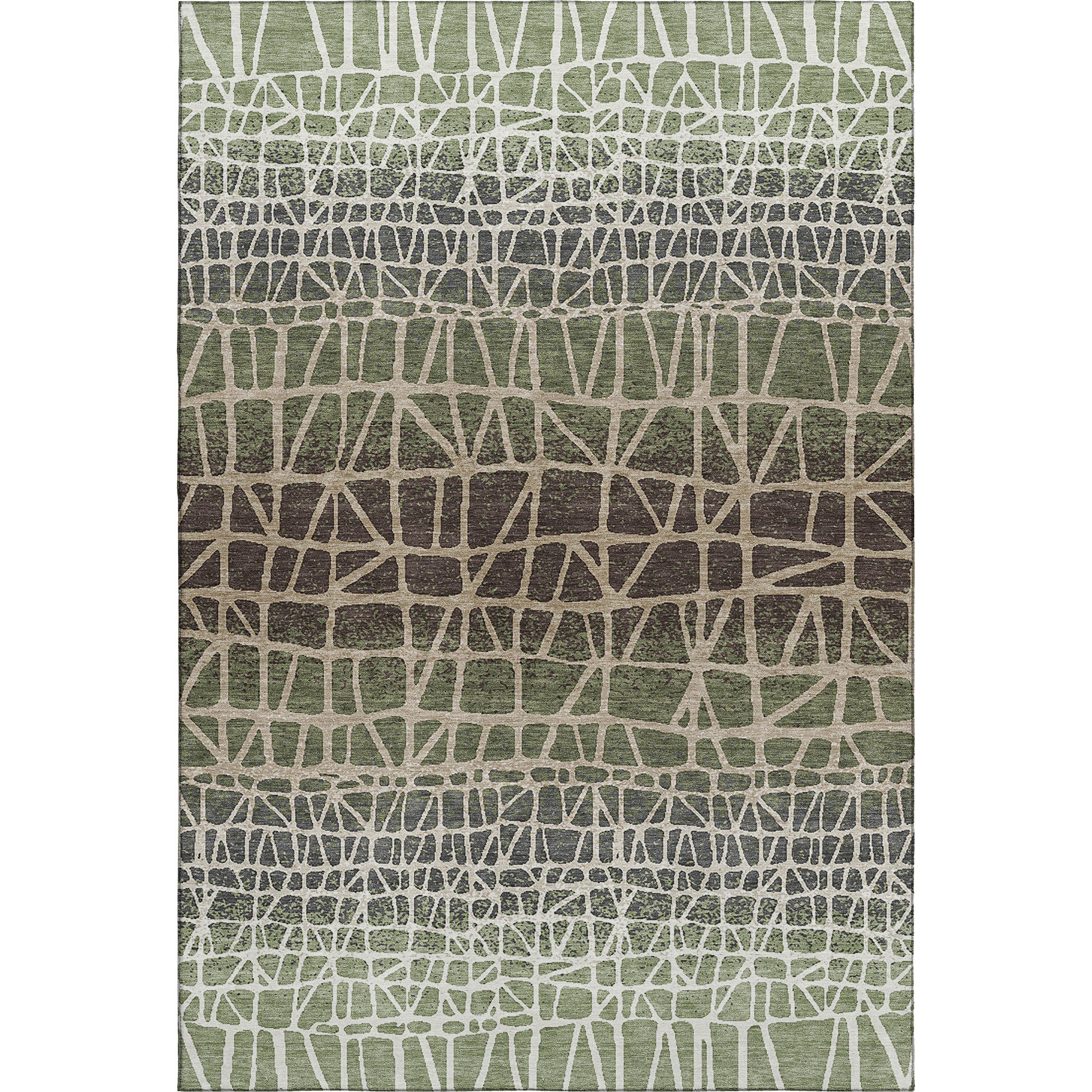 Mdina Machine Washable Transitional Fern Green Rug 3' x 5' #shape_Rectangle