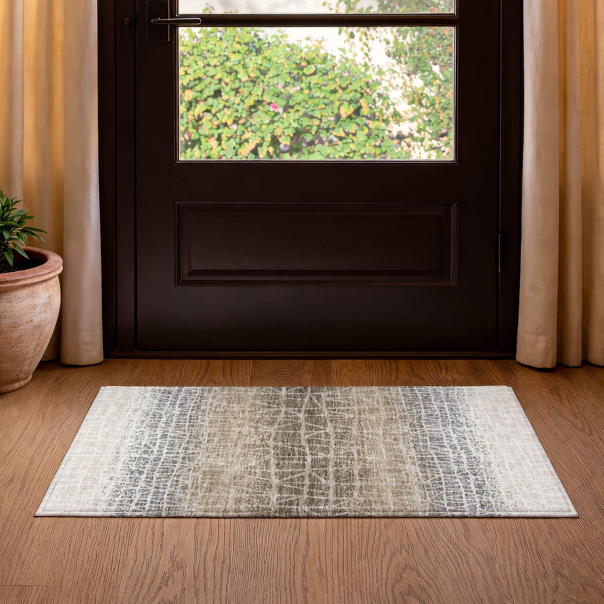 Mdina Machine Washable Transitional Ivory Rug 1'8" x 2'6" #shape_Rectangle