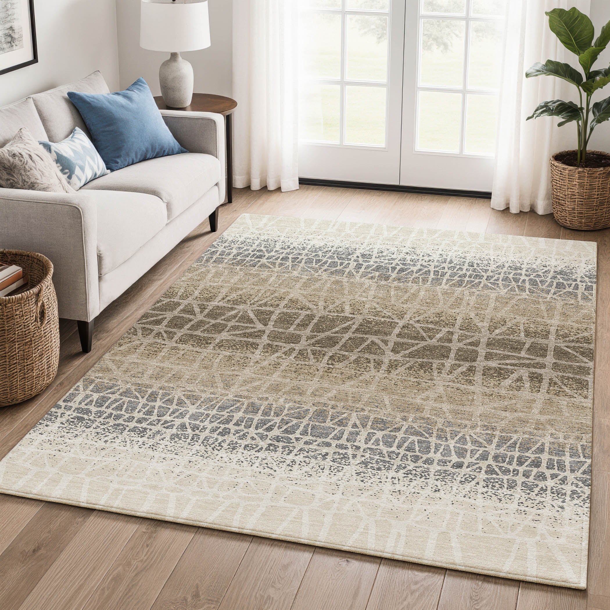 Mdina Machine Washable Transitional Ivory Rug 3' x 5' #shape_Rectangle
