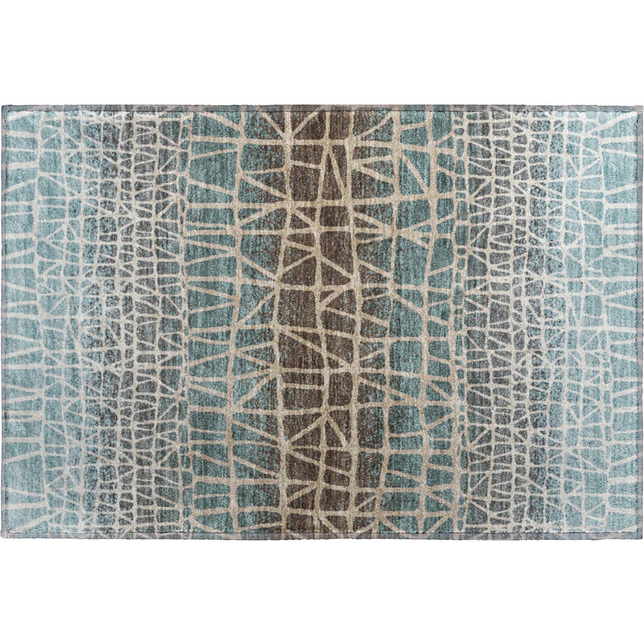 Mdina Machine Washable Transitional Teal Rug 1'8" x 2'6" #shape_Rectangle