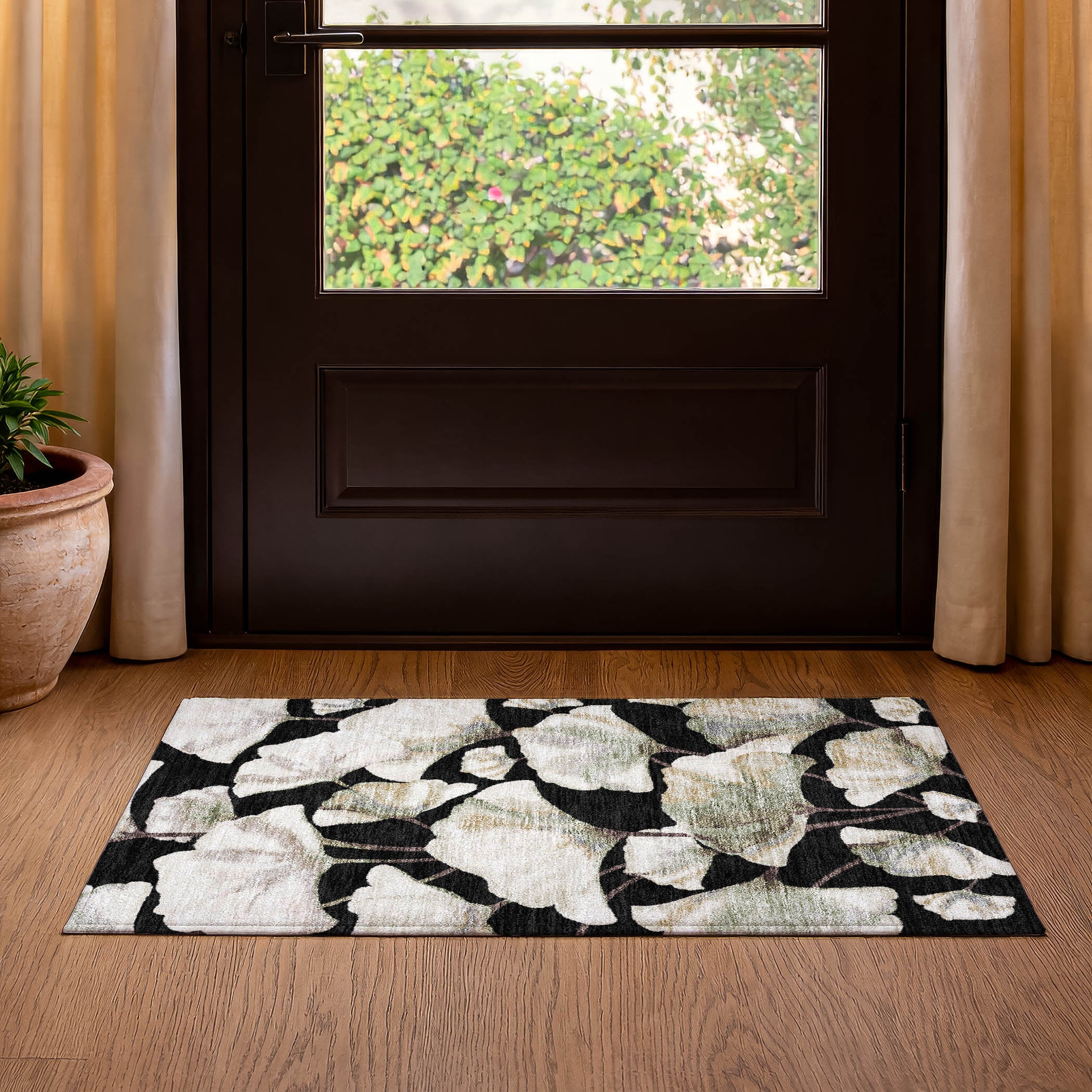 Mostar Machine Washable Transitional Black Rug 1'8" x 2'6" #shape_Rectangle